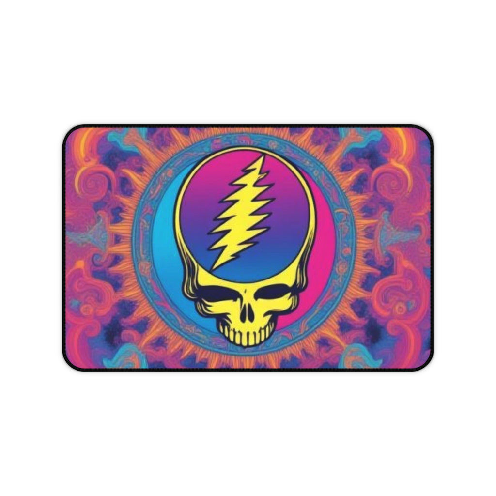 Psychedelic Lightning Skull Desk Mat | Colorful Grateful Dead Inspired
