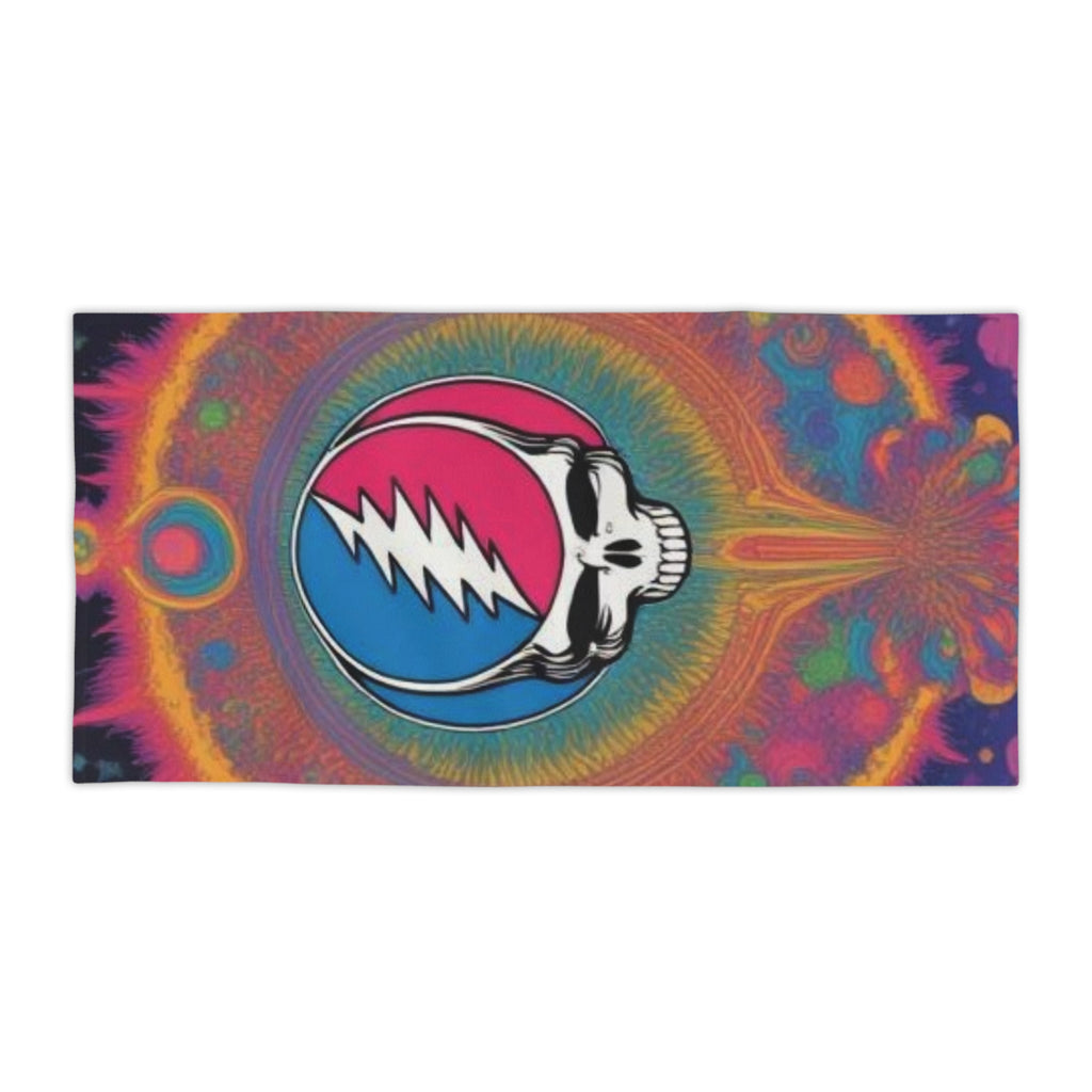 Psychedelic Lightning Skull Beach Towel | Tie-Dye Grateful Dead Inspired