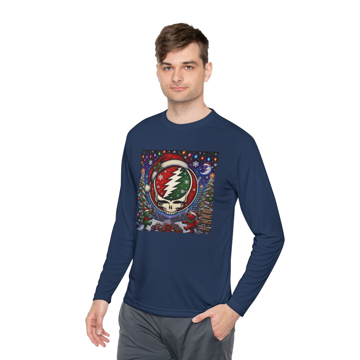 Grateful Dead, gift for a deadhead, Santa Steal Your Face Skull Long Sleeve Tee | Holiday Grateful Dead Tee