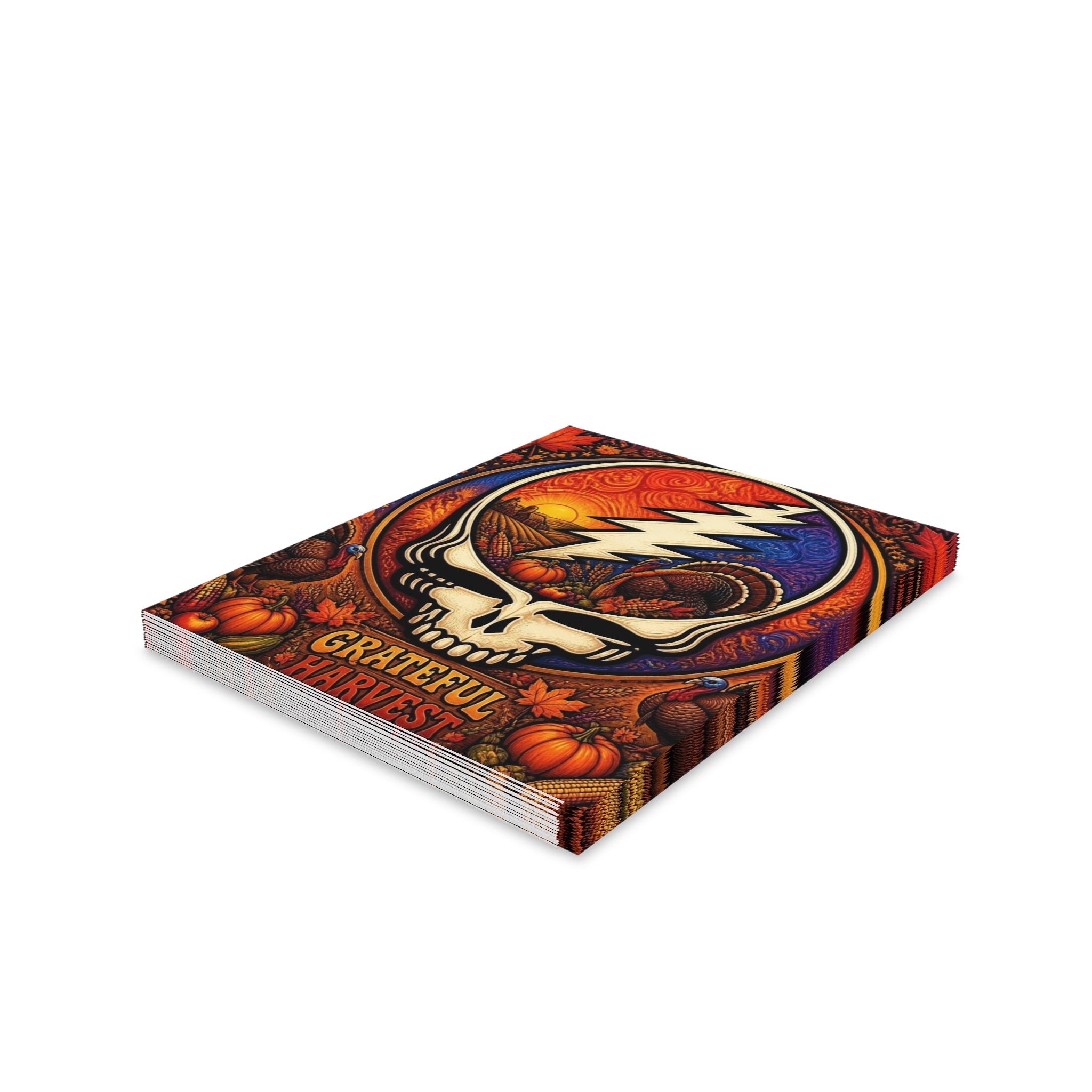 Steal Your Thanks skull pumpkin Thanksgiving Greeting Cards, Grateful Dead inspired