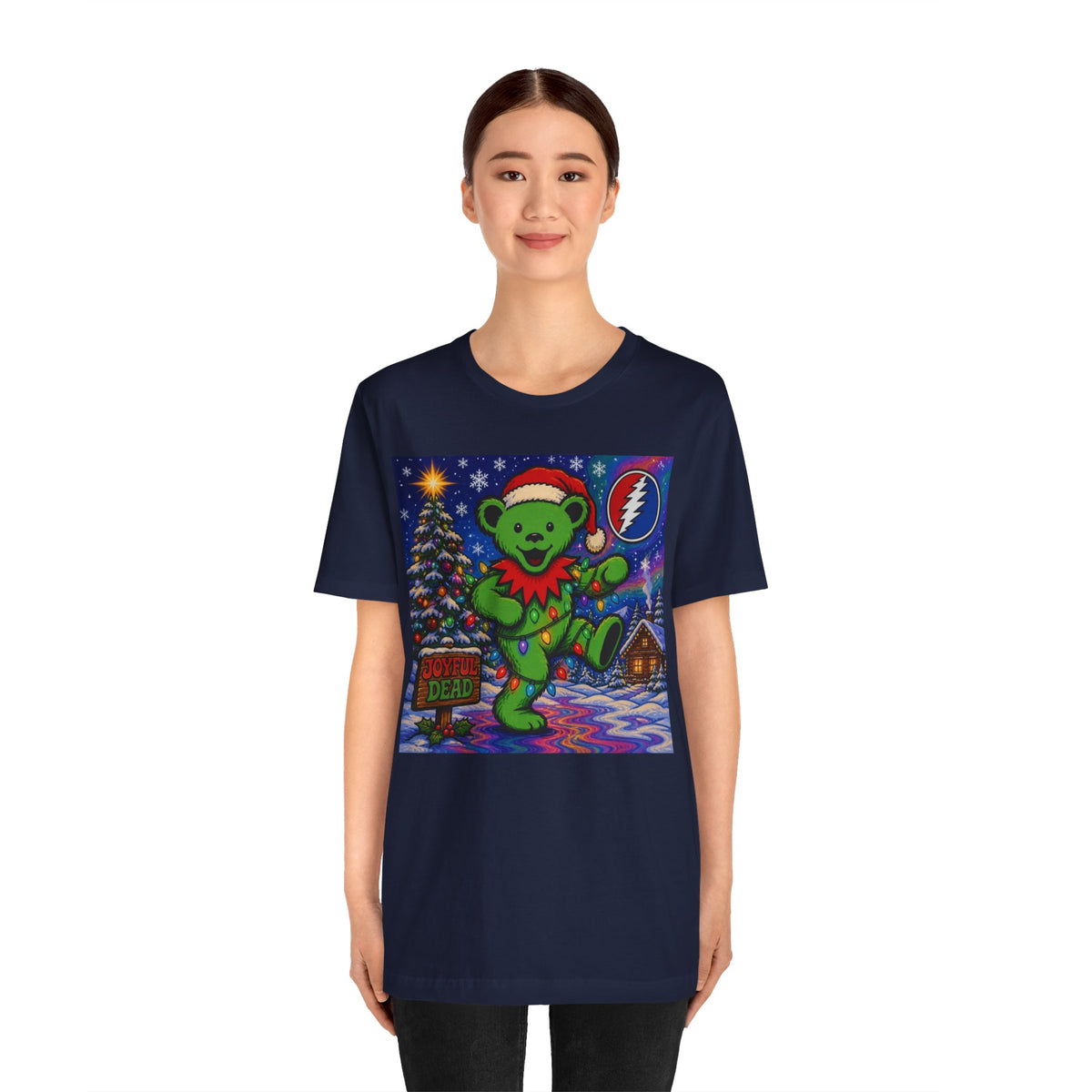 Gift for deadhead, her, him, Dancing Bear Christmas Grateful Dead Tee | Holiday Stealie Graphic