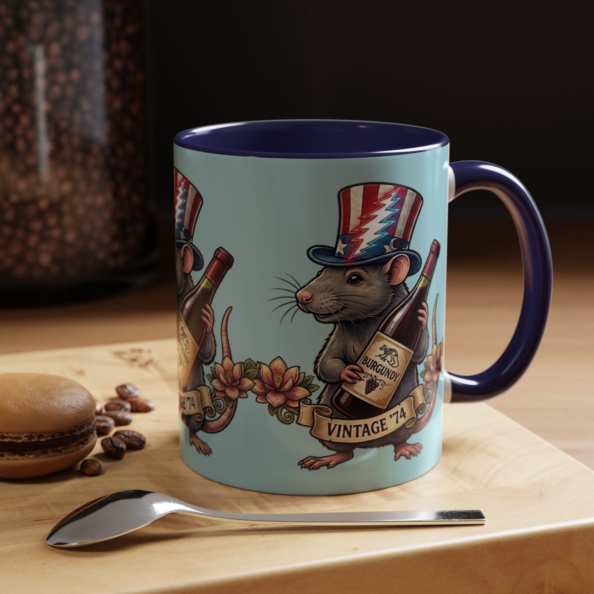 Grateful Dead Wharf rat  Accent Coffee Mug | Vintage '74 , gift for a deadhead dad, mom, friend, brother