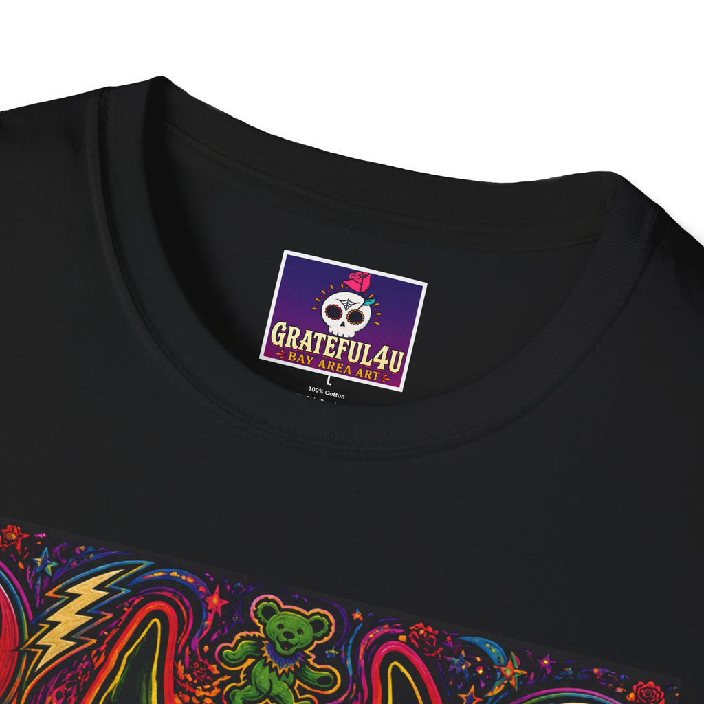 Psychedelic Dire Wolf Grateful Dead  Illustration T-Shirt | Retro Skull Lightning Graphics