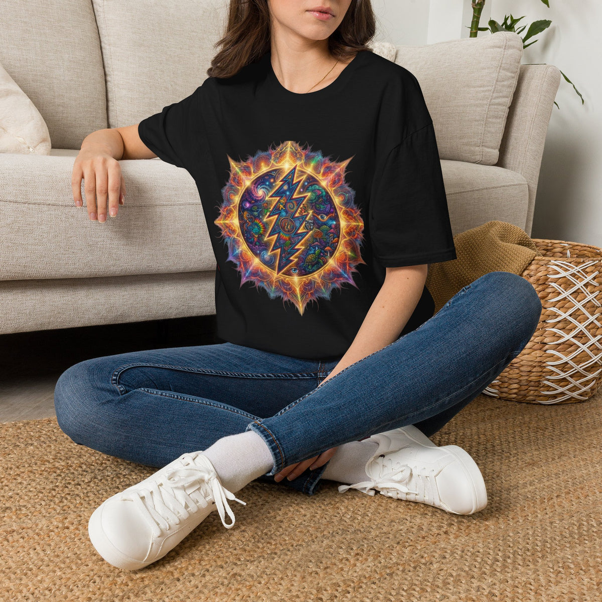 Psychedelic Lightning Mandala T-Shirt | Grateful Dead Inspired Hippie Tee