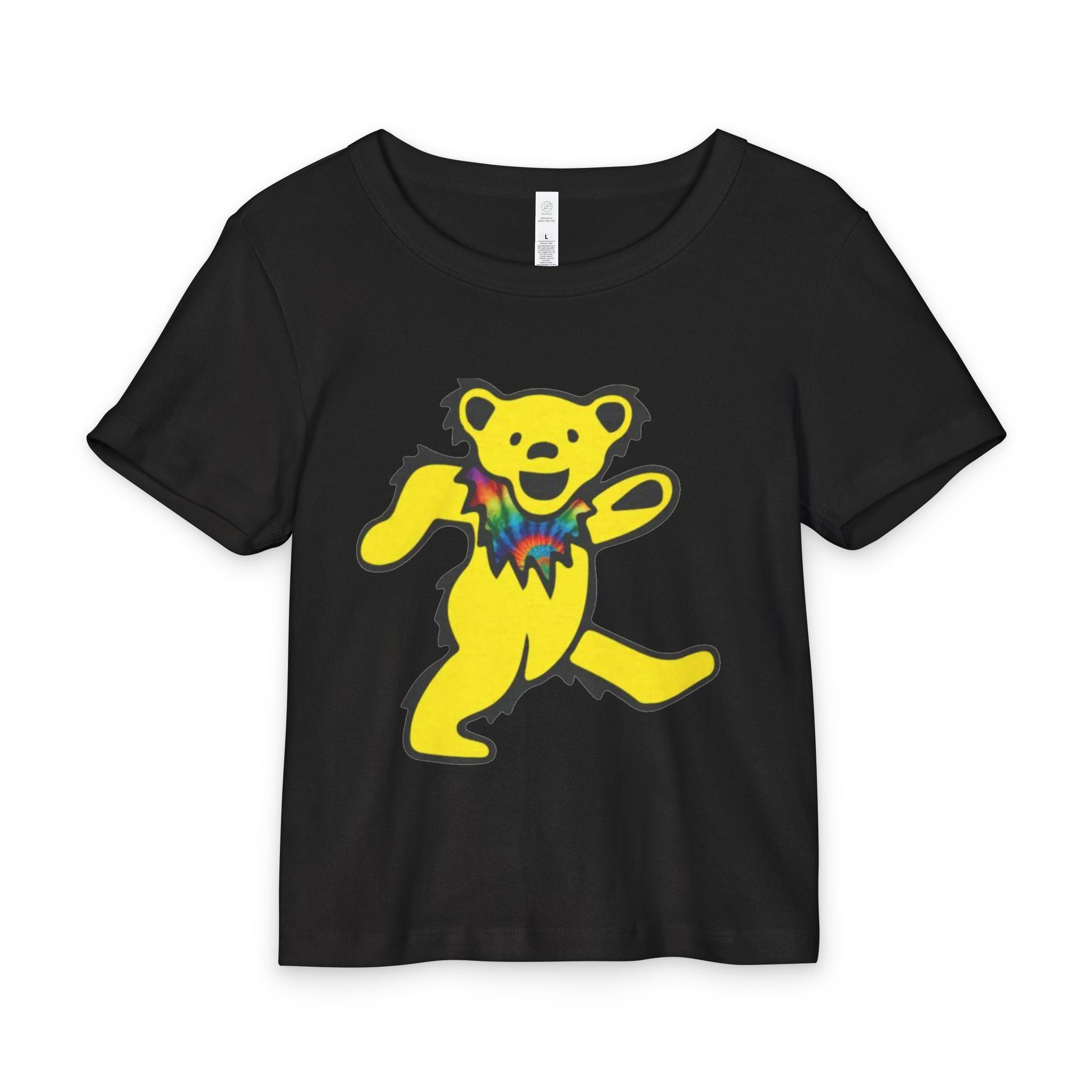 Dancing Yellow Bear Baby Tee | Psychedelic Collar Toddler Shirt