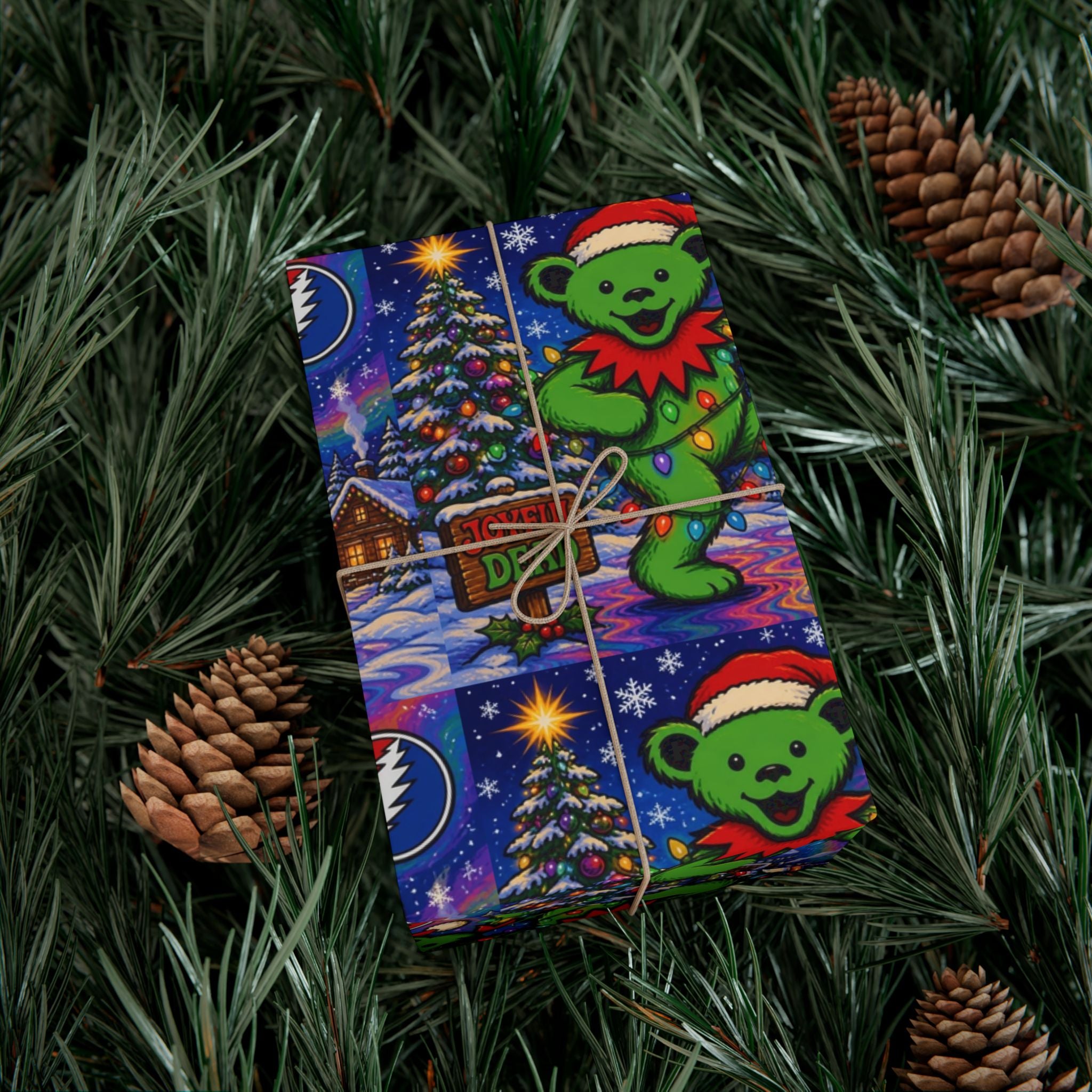 Grateful Dead Bear Christmas wrapping paper | Gift Wrap Papers