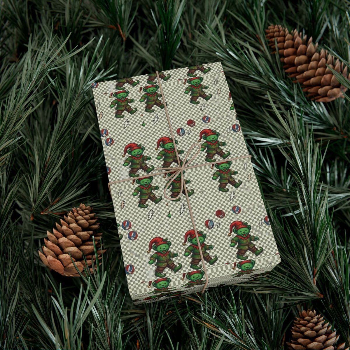 Grateful Dead Holiday Pattern Gift Wrap | Red Music Band Wrapping Paper
