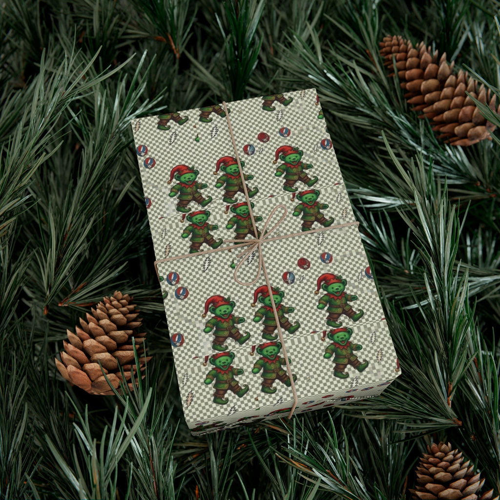 Grateful Dead Holiday Pattern Gift Wrap | Red Music Band Wrapping Paper