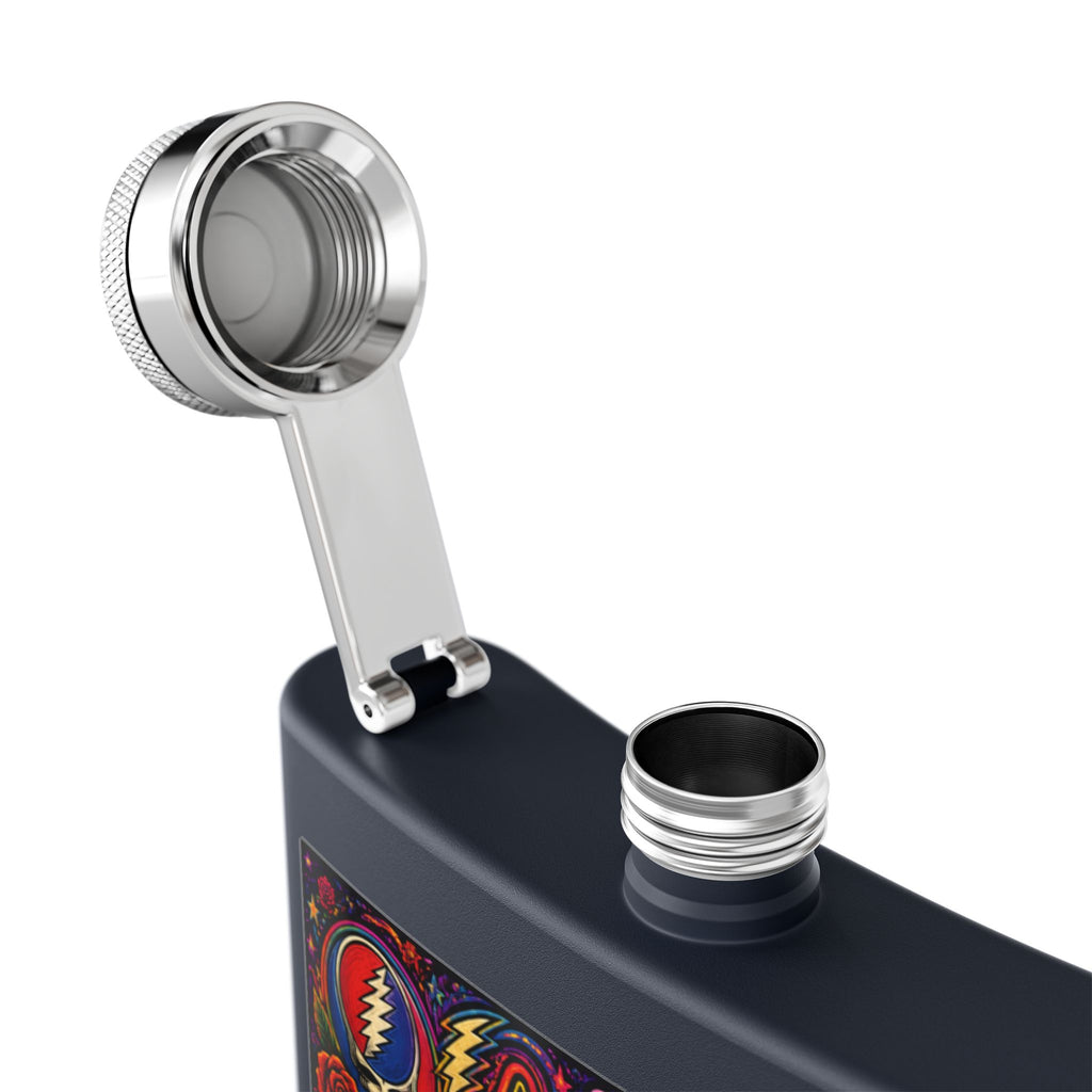 Psychedelic  Dire Wolf Head Flask, Grateful Dead, gift for a deadhead