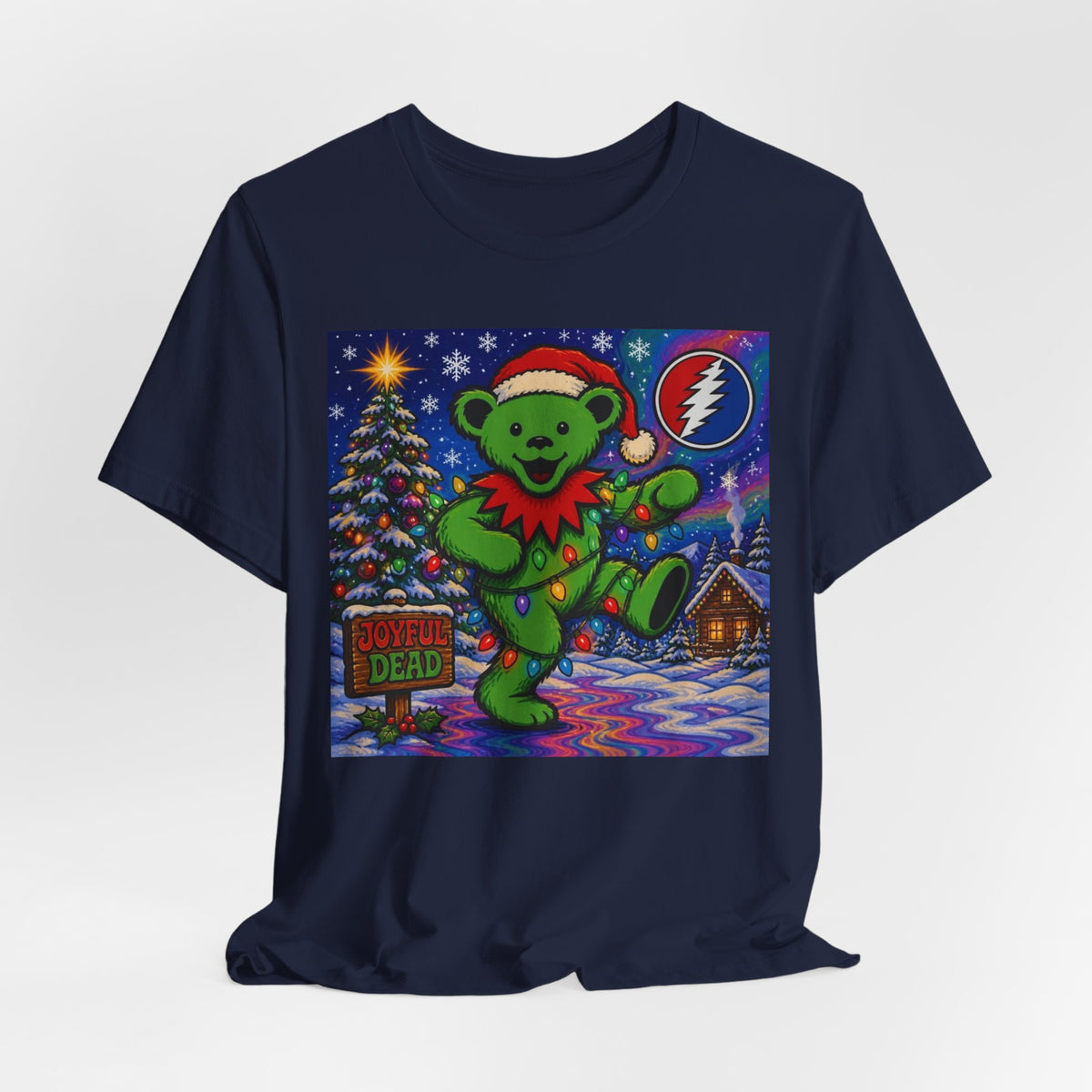 Gift for deadhead, her, him, Dancing Bear Christmas Grateful Dead Tee | Holiday Stealie Graphic