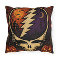 Tie-Dye Dancing Bear Halloween Outdoor Pillow | Grateful Dead Skull Pumpkin Design, gift for a deadhead, pillow for halloween