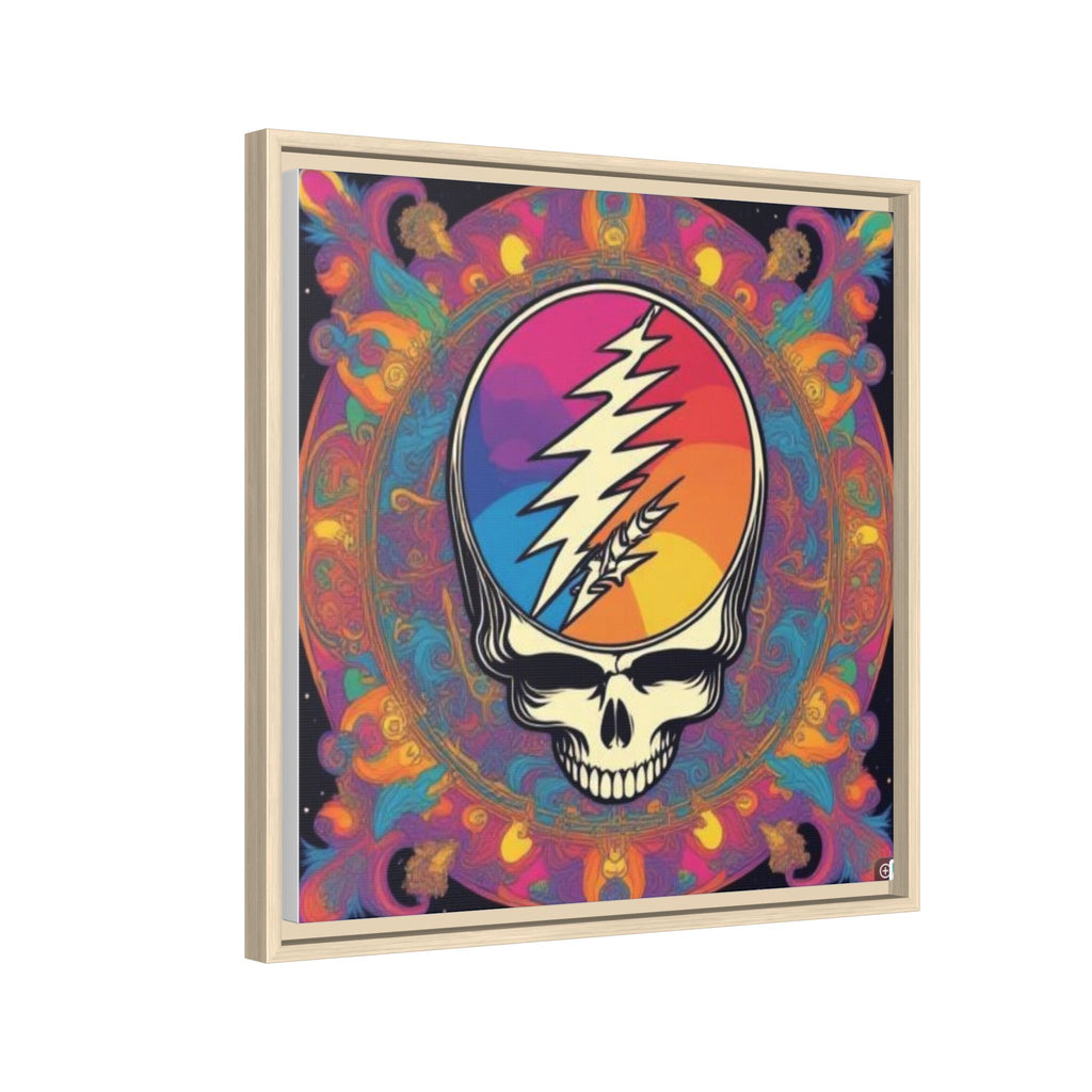 Psychedelic Lightning Skull Matte Canvas Framed | Grateful Dead Wall Art