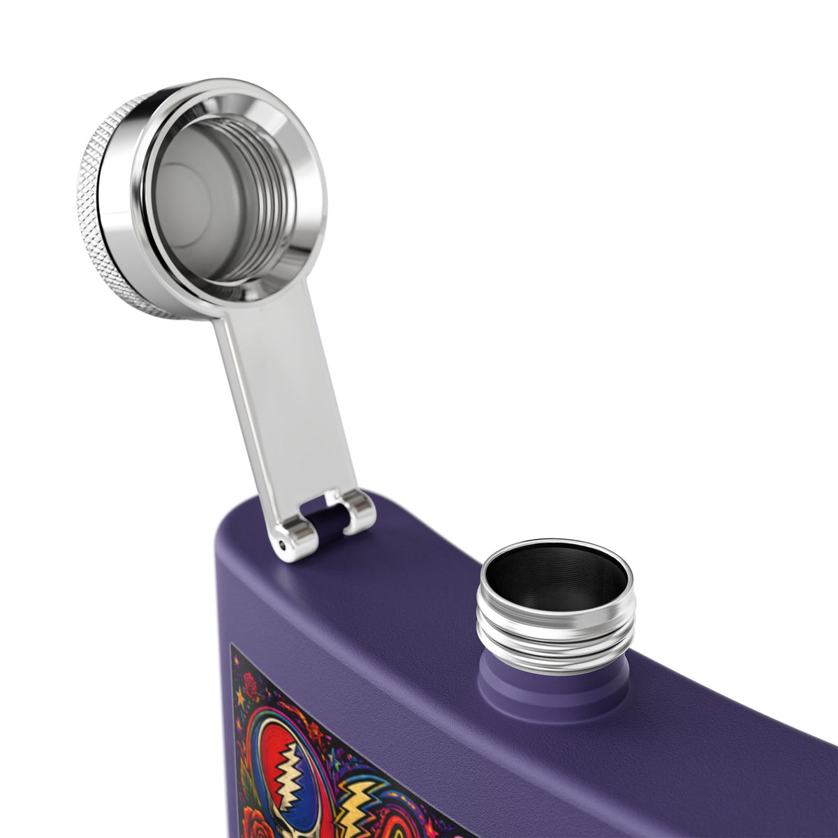 Psychedelic  Dire Wolf Head Flask, Grateful Dead, gift for a deadhead