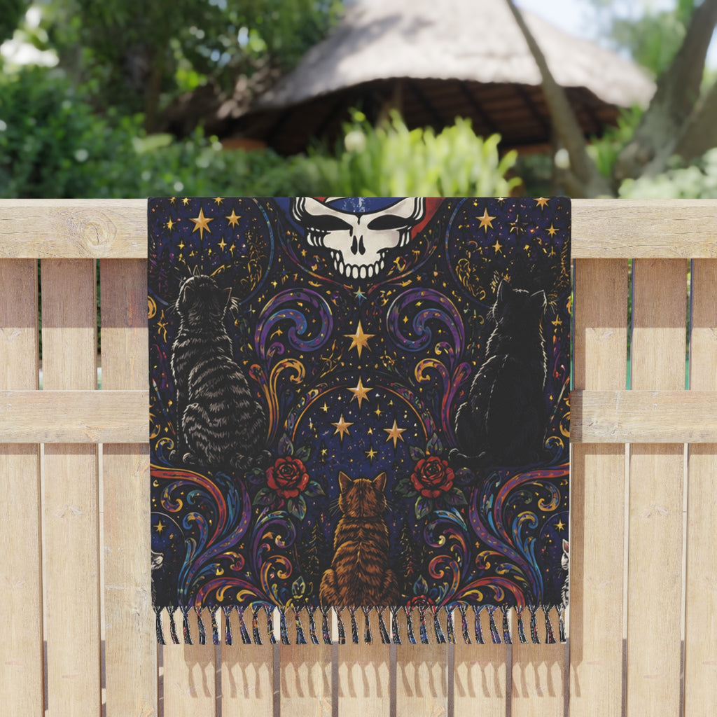 Grateful Dead Steal Your Face Skull beach towel | boho celestial cats stars