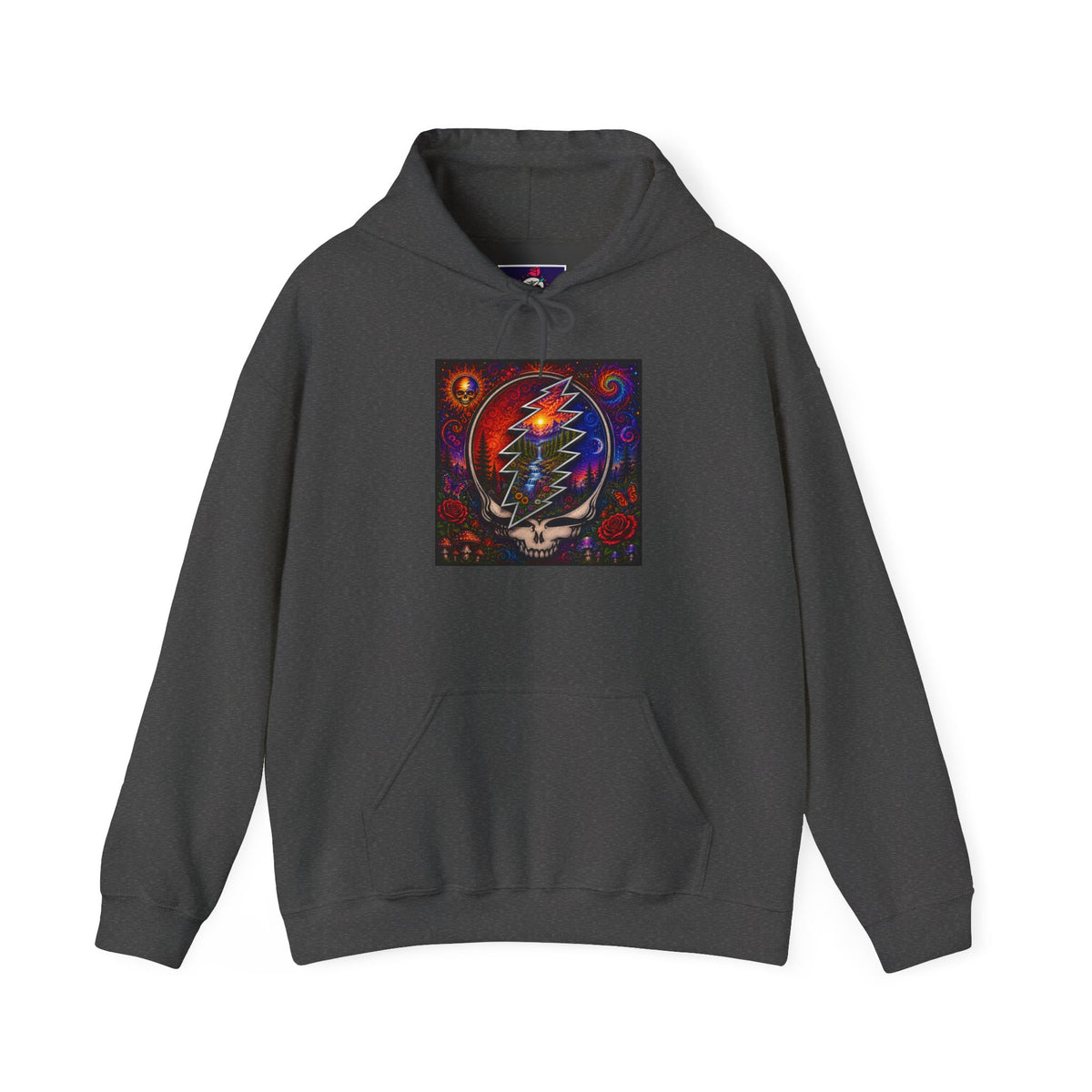 Psychedelic Steal Your Face Skull Hoodie | Grateful Dead Lightning Bolt, Rainbow Cosmic Art