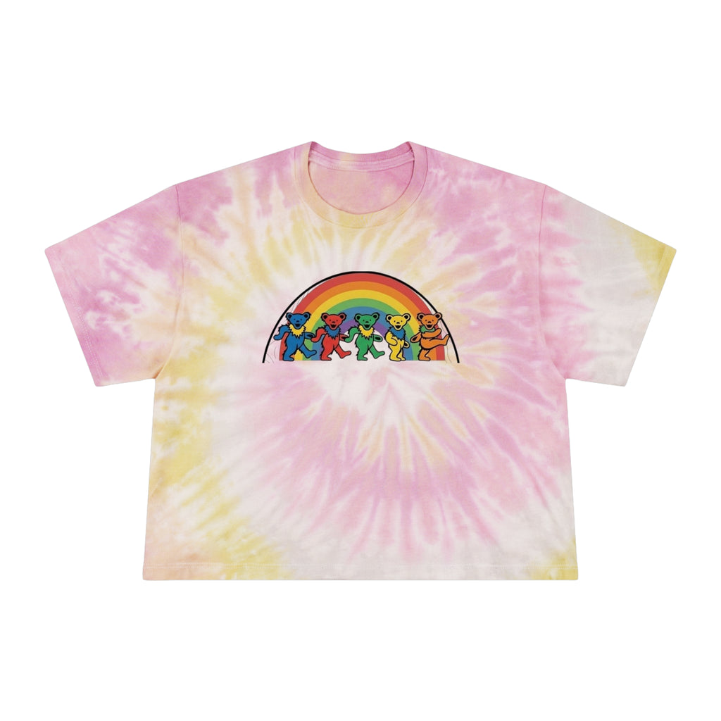 Dancing Bears Rainbow Tee | Tie-Dye Crop Tee, gift for her, deadhead, Grateful Dead inspired
