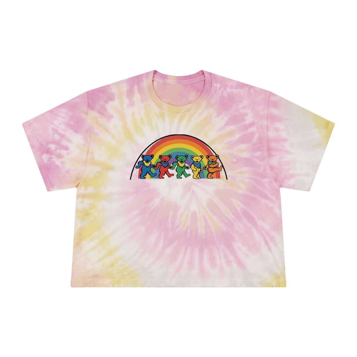 Dancing Bears Rainbow Tee | Tie-Dye Crop Tee, gift for her, deadhead, Grateful Dead inspired