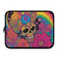 Psychedelic Skull with Flowers Laptop Sleeve | Rainbow Retro Day of the Dead