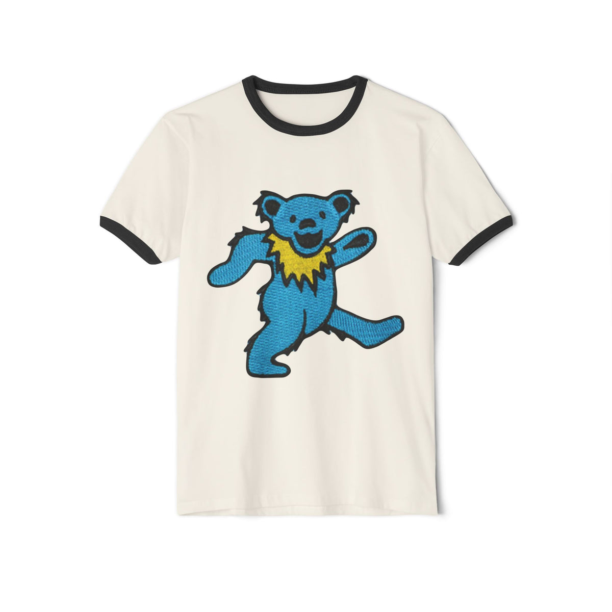 Dancing Blue Bear ringer tee | Vintage Grateful Dead-style bear shirt