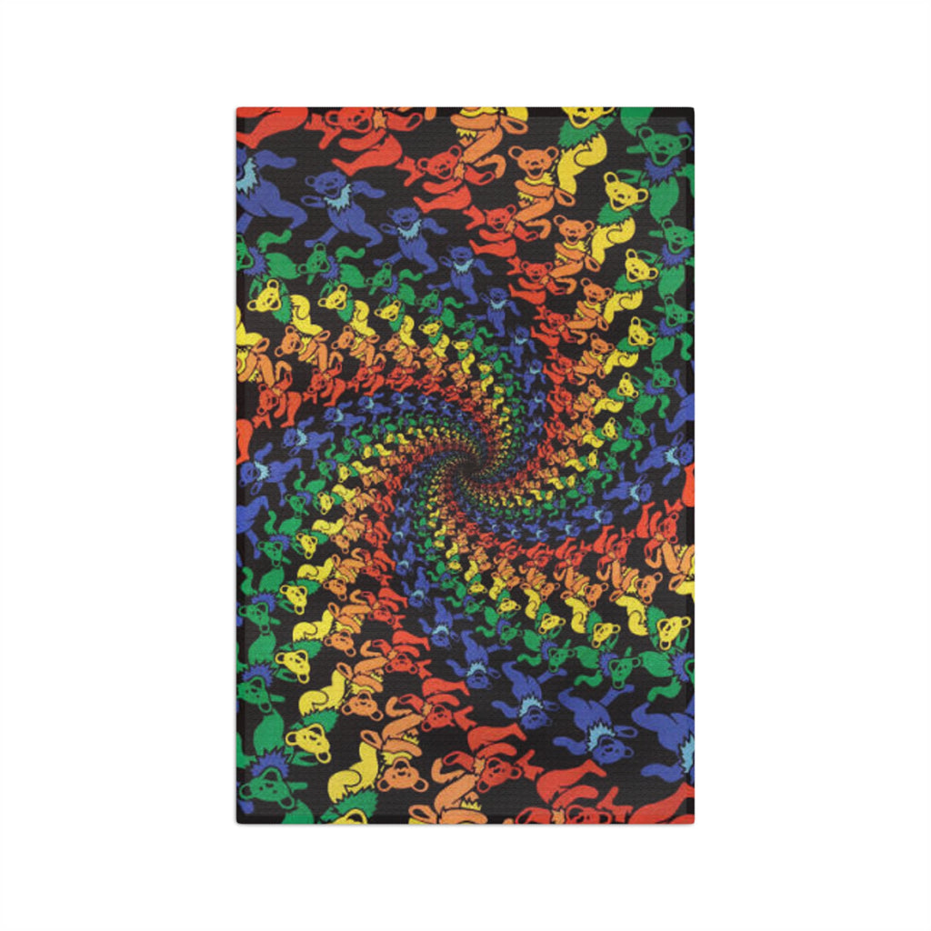 Grateful Dead Bear Rainbow Dancing Bears Spiral Microfiber Tea Towel | Psychedelic Kitchen Linen, gift for her , gift for deadhead