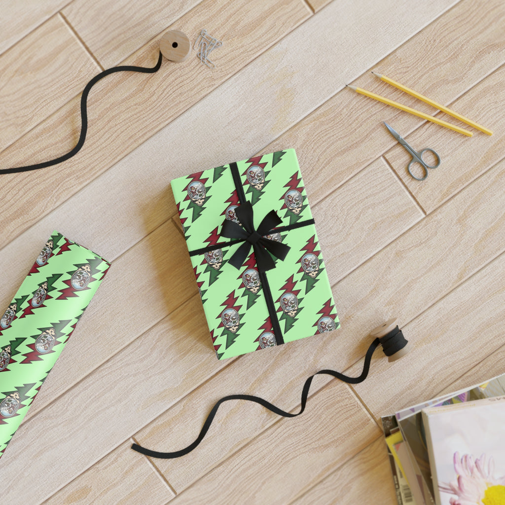 Retro Lightning Skull Pattern Gift Wrapping Paper Roll | 1pc, grateful dead, gift for a deadhead