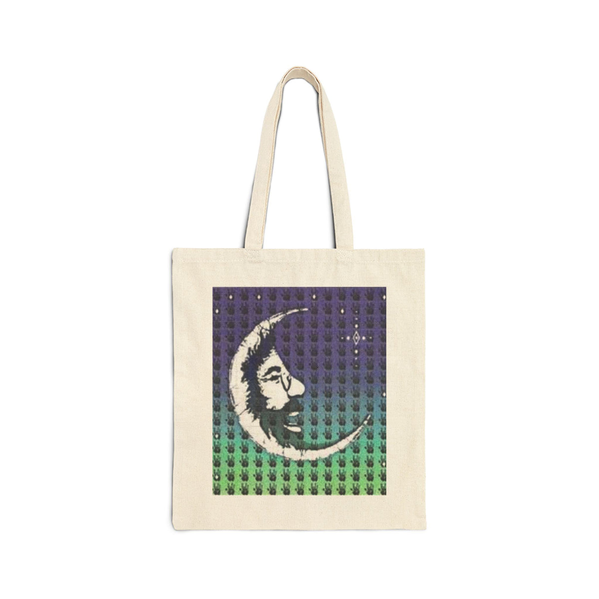 Jerry Garcia blotter art Crescent Moon Face Tote Bag | Vintage Night Sky Illustration