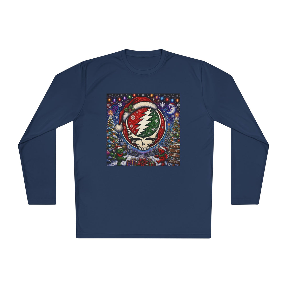 Grateful Dead, gift for a deadhead, Santa Steal Your Face Skull Long Sleeve Tee | Holiday Grateful Dead Tee