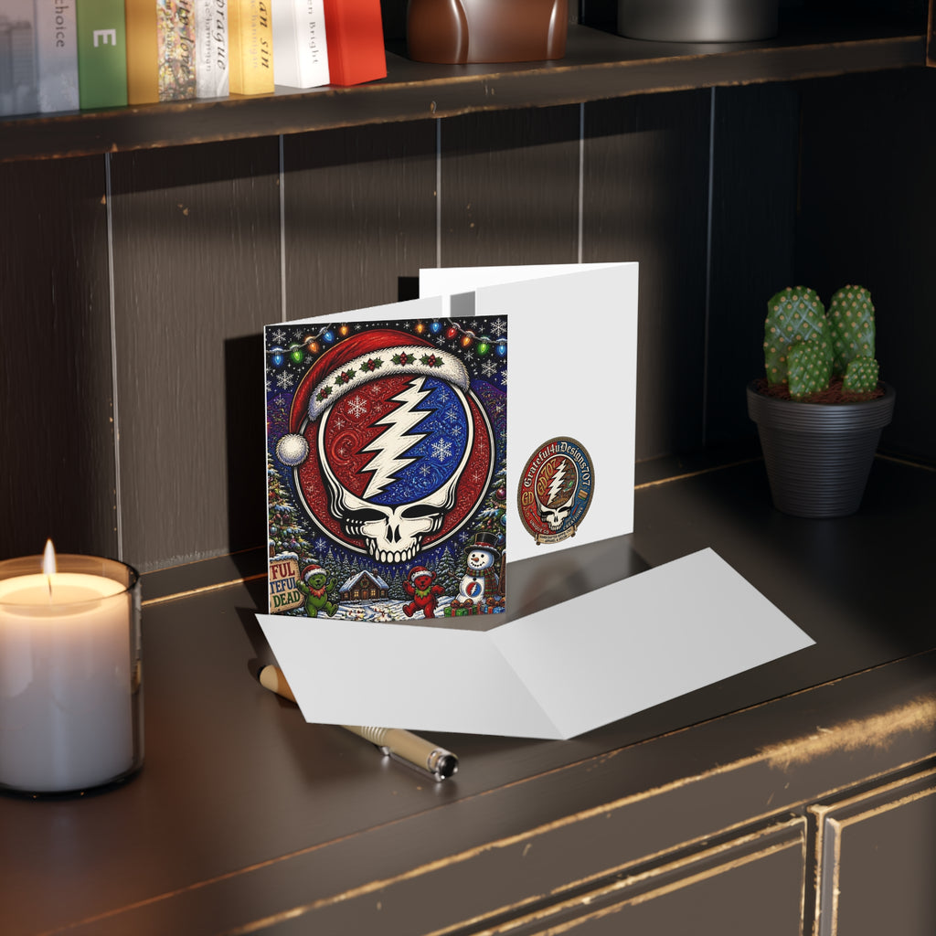 Grateful Dead Steal Your Face Santa Greeting Cards