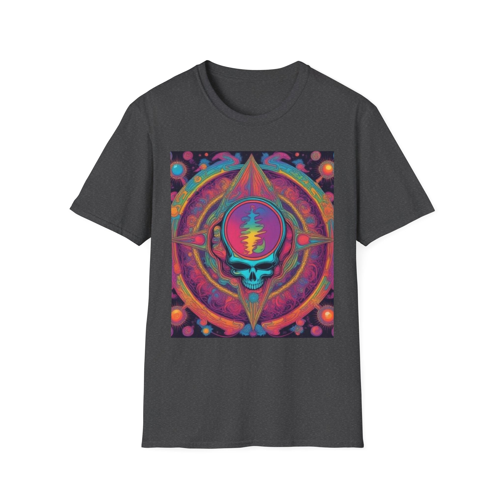 Psychedelic Skull Mandala T-Shirt | Retro Rainbow Grateful Dead Style
