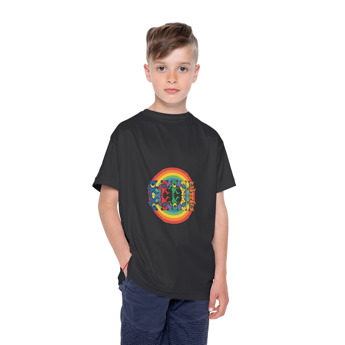 Grateful Dead Rainbow Skateboard Kids Jersey | Colorful Skate Bears Circle Design