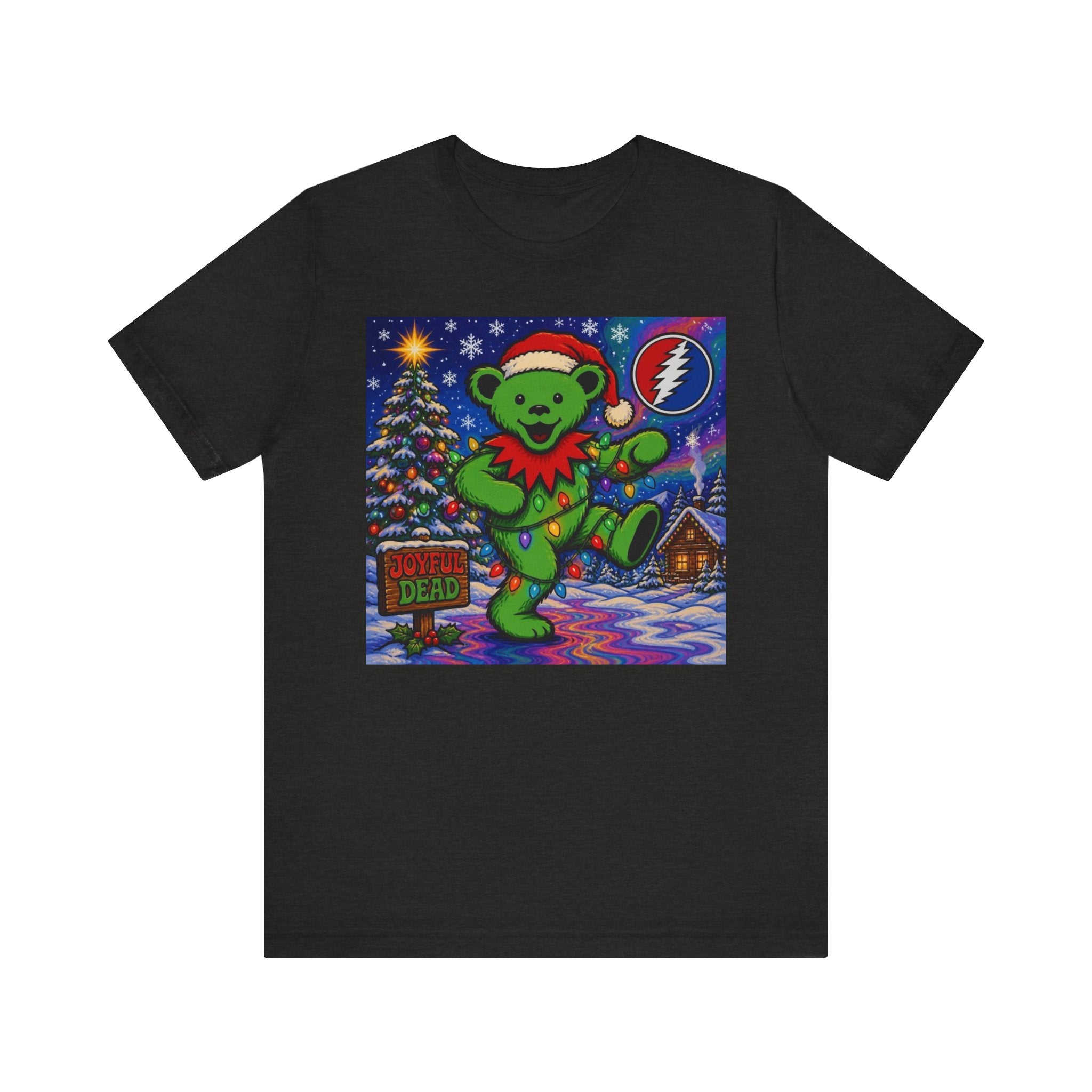 Gift for deadhead, her, him, Dancing Bear Christmas Grateful Dead Tee | Holiday Stealie Graphic