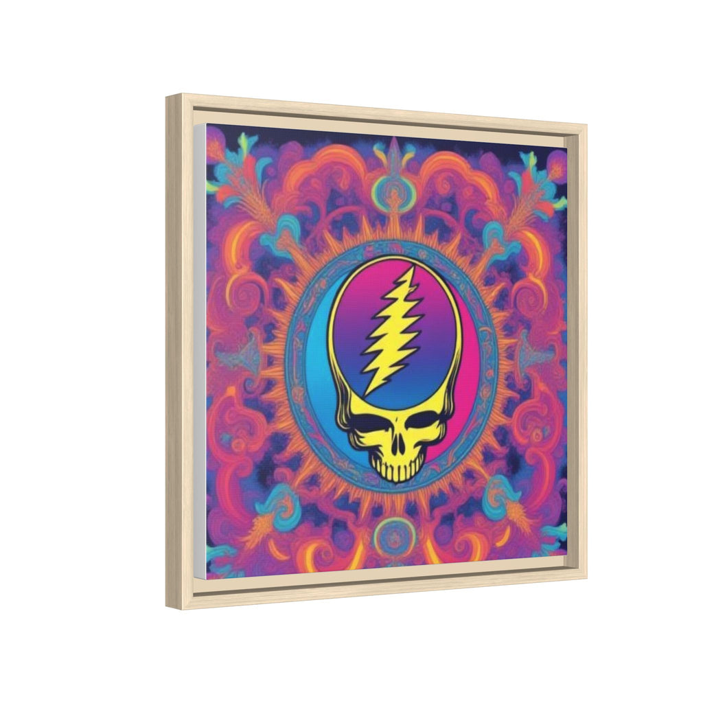 Psychedelic Steal Your Face Skull Matte Canvas Framed | Colorful Mandala Wall Art