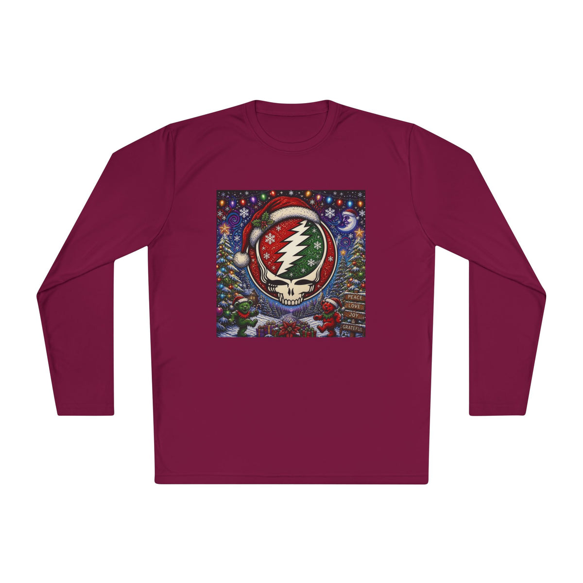 Grateful Dead, gift for a deadhead, Santa Steal Your Face Skull Long Sleeve Tee | Holiday Grateful Dead Tee