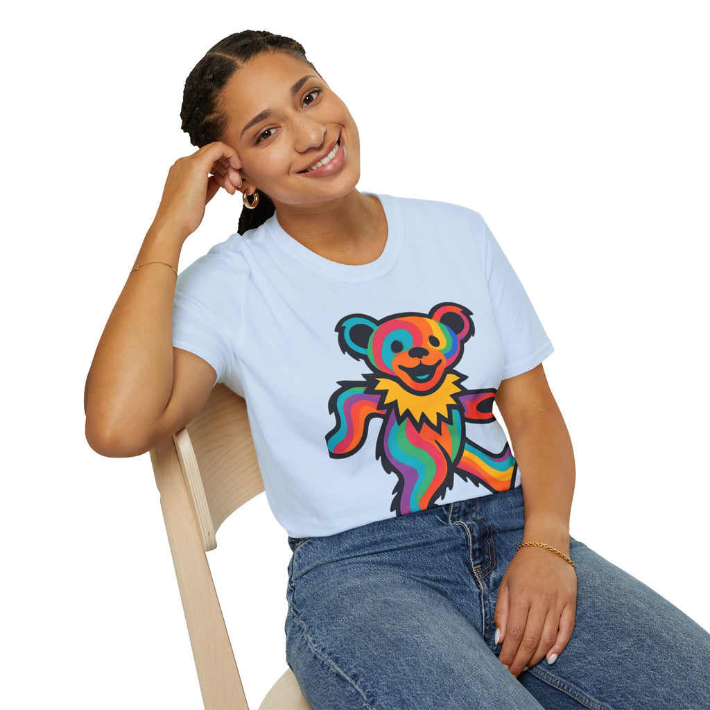 Colorful Dancing Bear T-Shirt | Rainbow Psychedelic Grateful Dead Style