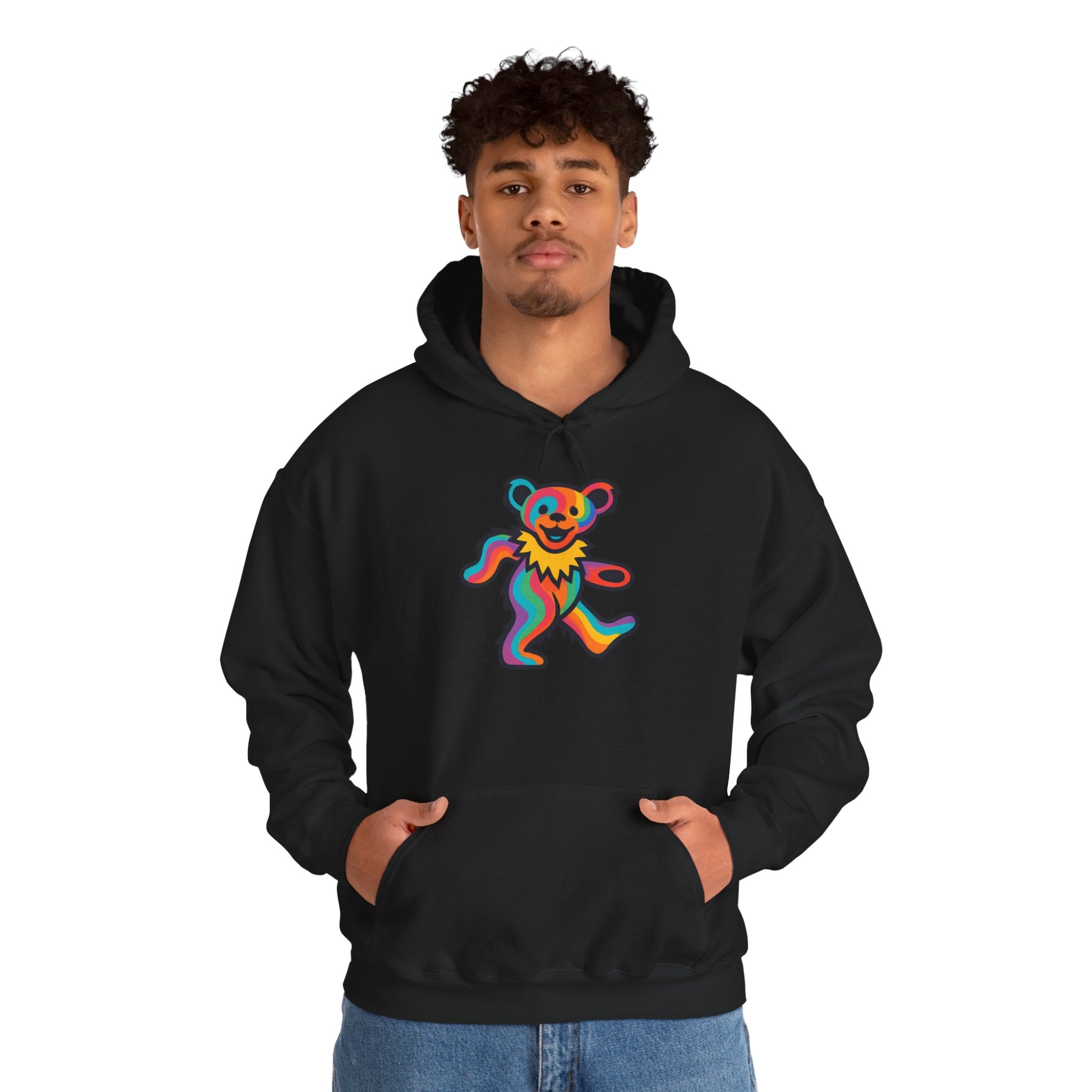 Rainbow Dancing Bear Hoodie | Psychedelic Grateful Dead Inspired, gift for deadhead, unisex, softstyle hoodie