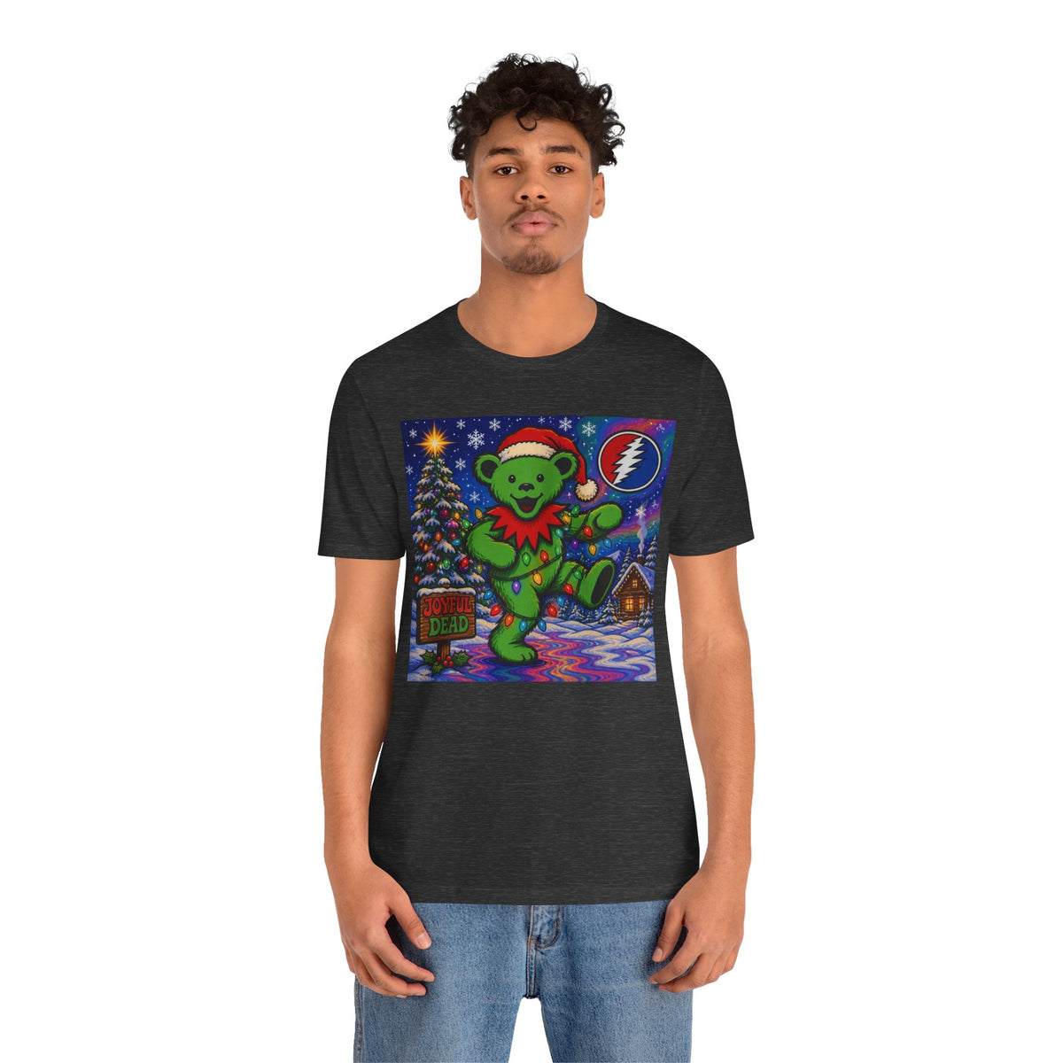 Gift for deadhead, her, him, Dancing Bear Christmas Grateful Dead Tee | Holiday Stealie Graphic