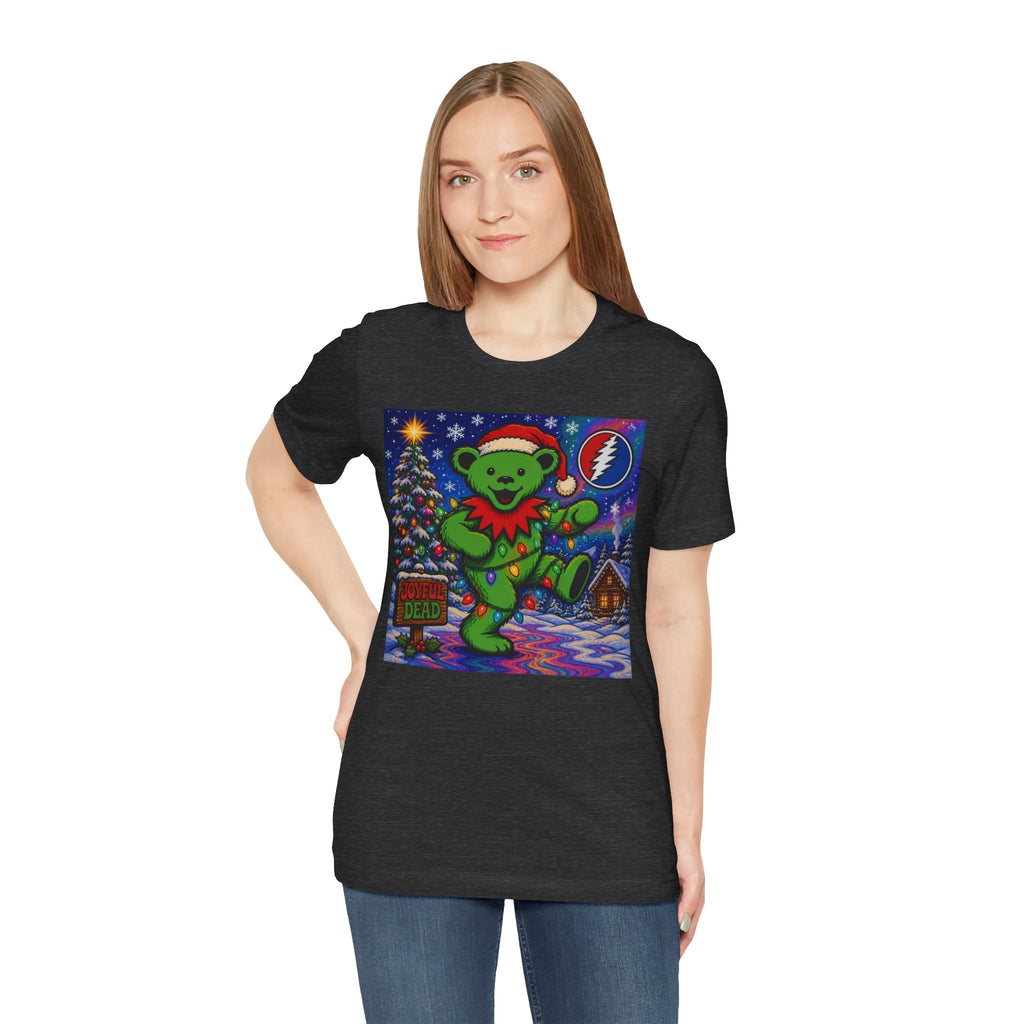 Gift for deadhead, her, him, Dancing Bear Christmas Grateful Dead Tee | Holiday Stealie Graphic