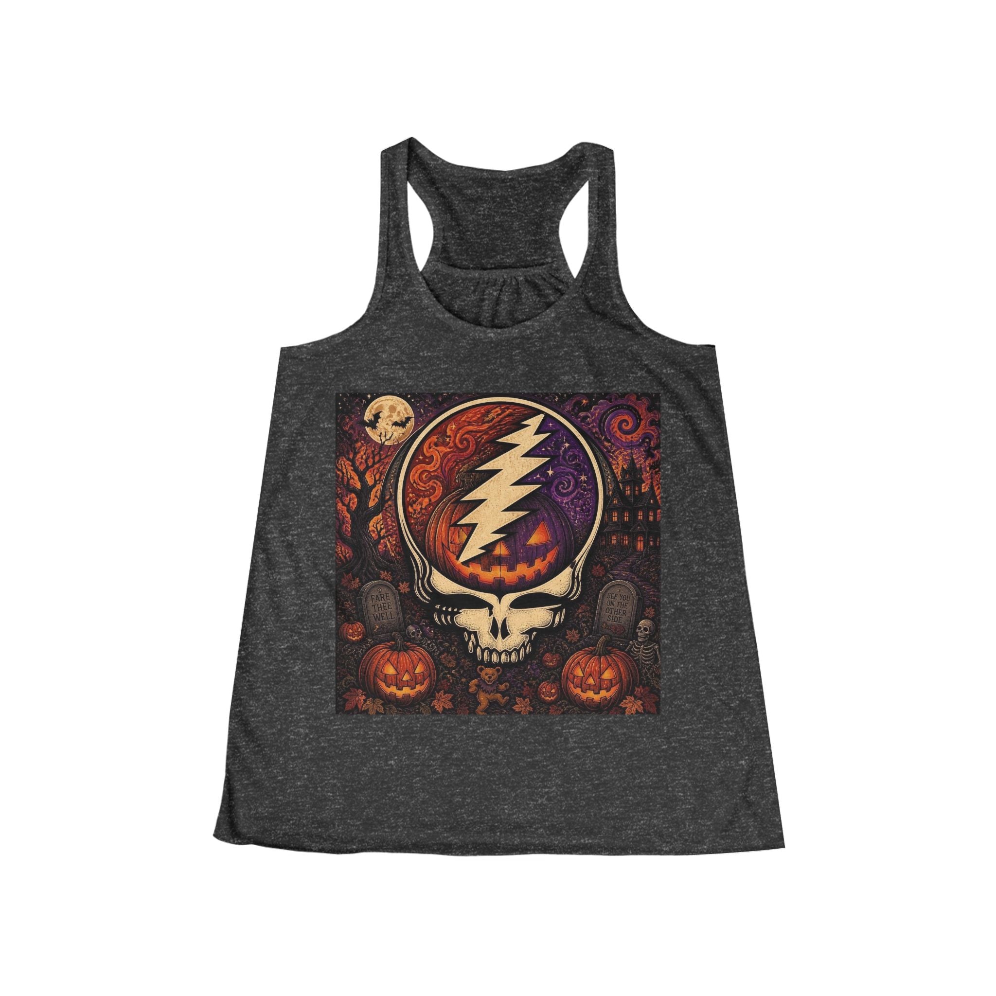 Grateful Dead Skull Lightning Halloween Tank, gift for a deadhead, her