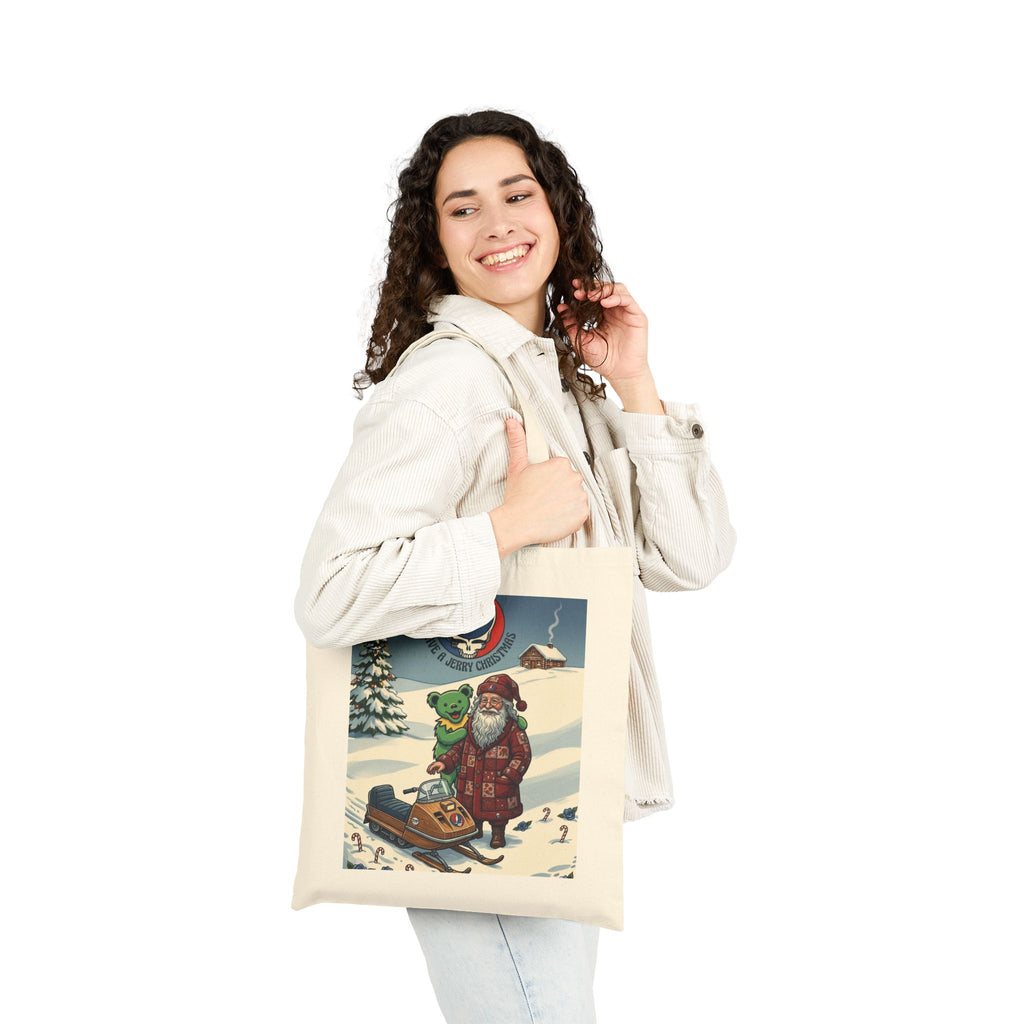Grateful Dead Santa Snowmobile Tote | Holiday Vintage Band Art, gift for deadhead