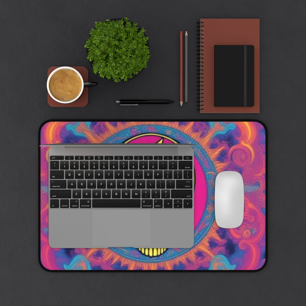 Psychedelic Lightning Skull Desk Mat | Colorful Grateful Dead Inspired