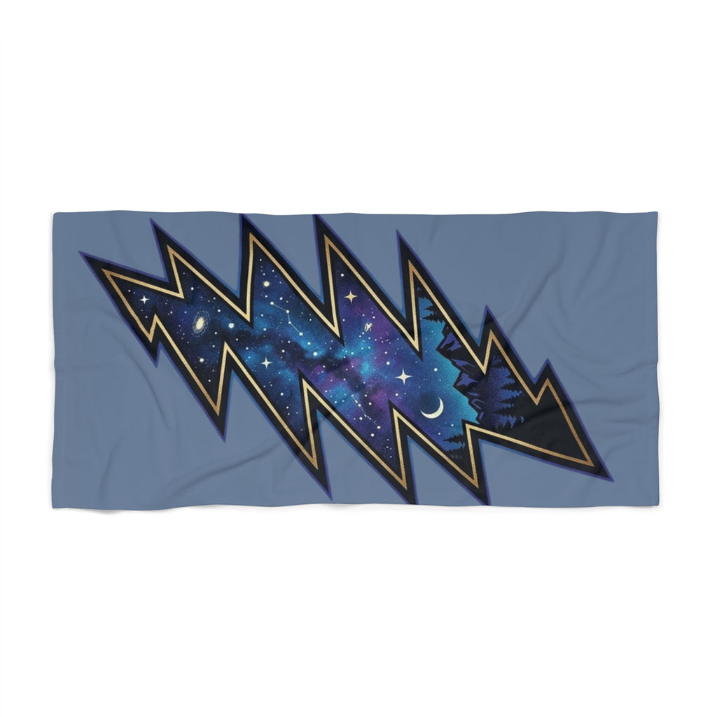 Galaxy Lightning Bolt Beach Towel | Space Forest Night Sky Grateful Dead