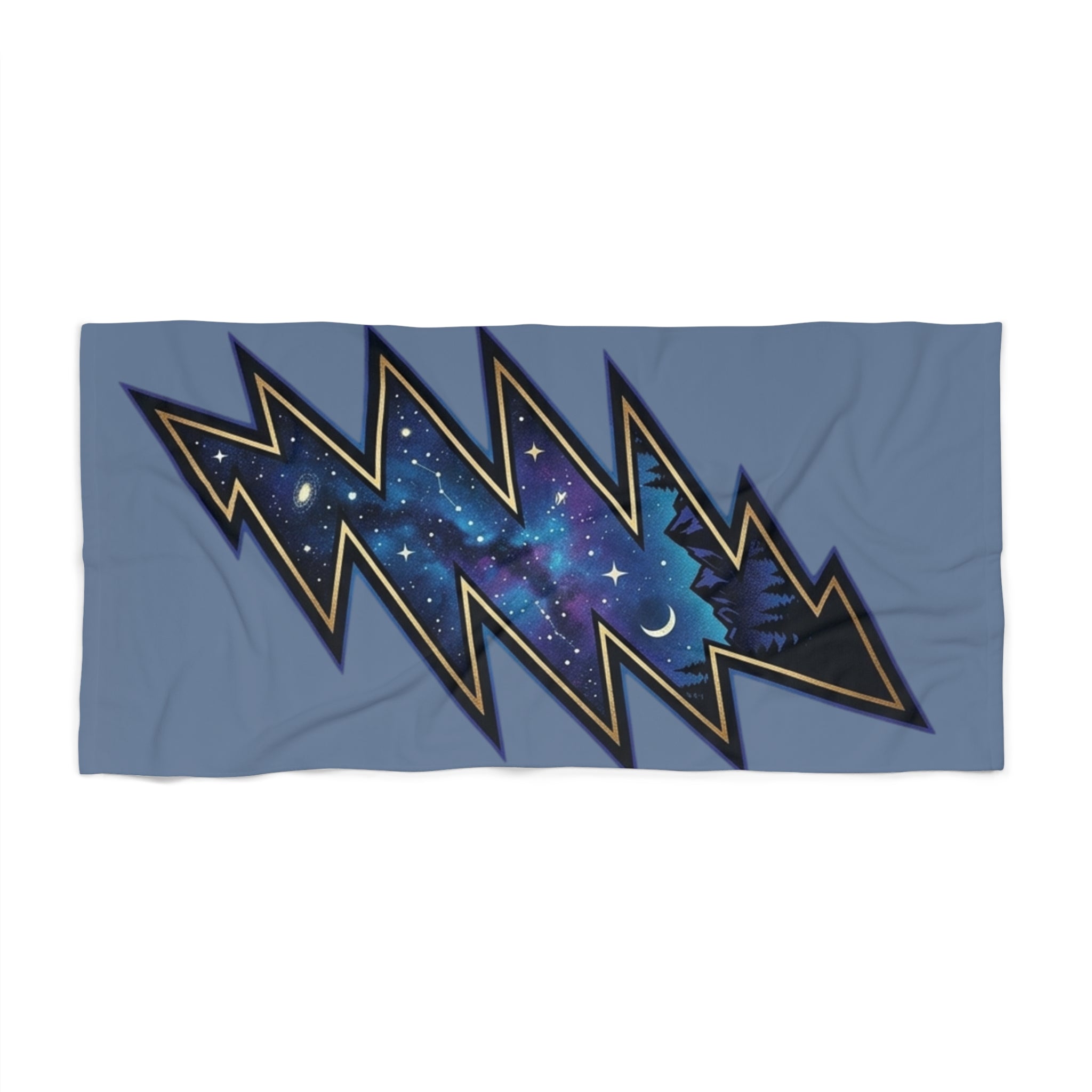 Galaxy Lightning Bolt Beach Towel | Space Forest Night Sky Grateful Dead