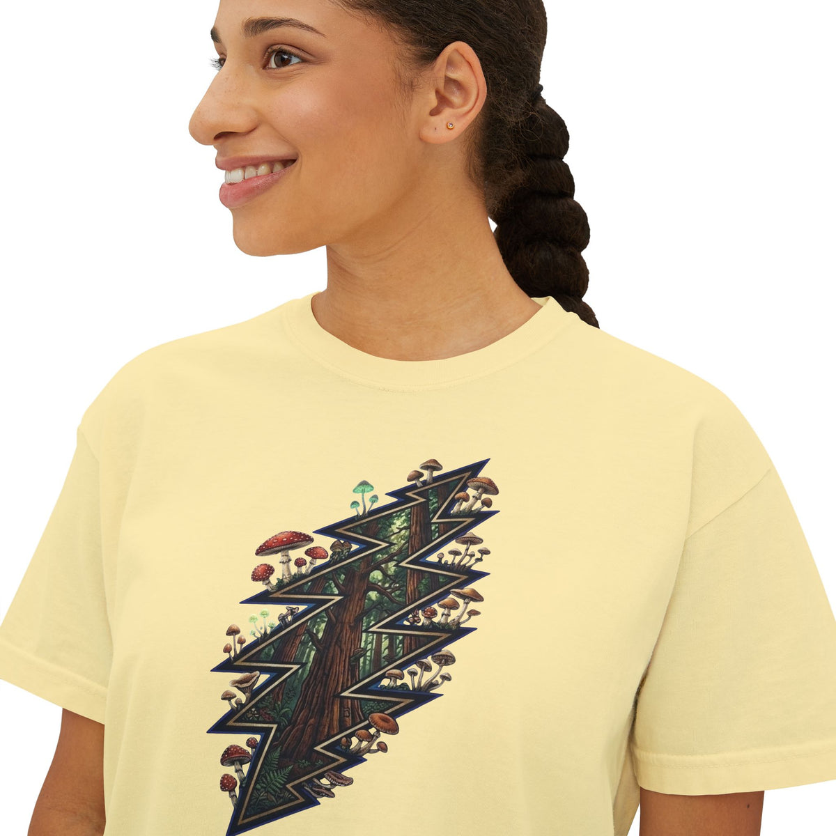 Grateful Dead Forest Lightning Bolt Tee | Woodland Mushrooms, Trees, Nature Graphic