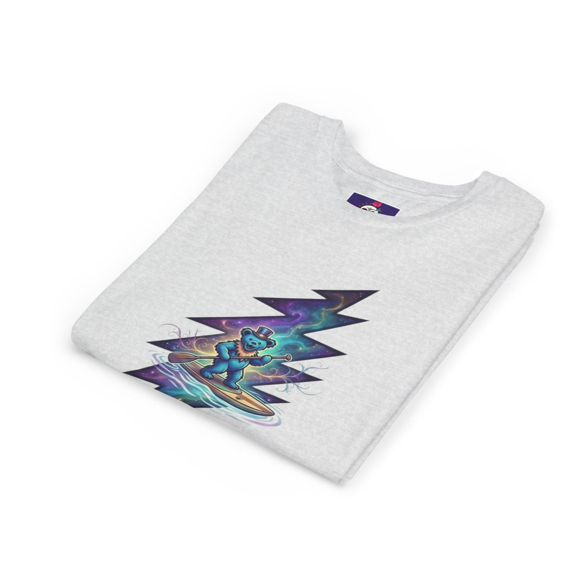 Grateful Dead Cosmic Surfing Bear Youth Tee | Lightning Bolt Space Art