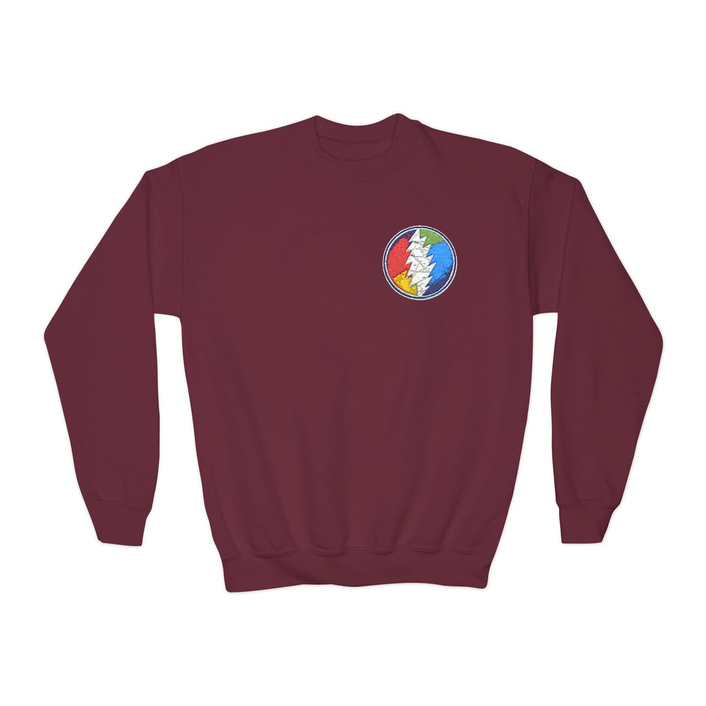 Grateful Dead Steal Your Face Logo Youth Crewneck Sweatshirt | Band Skull Patch