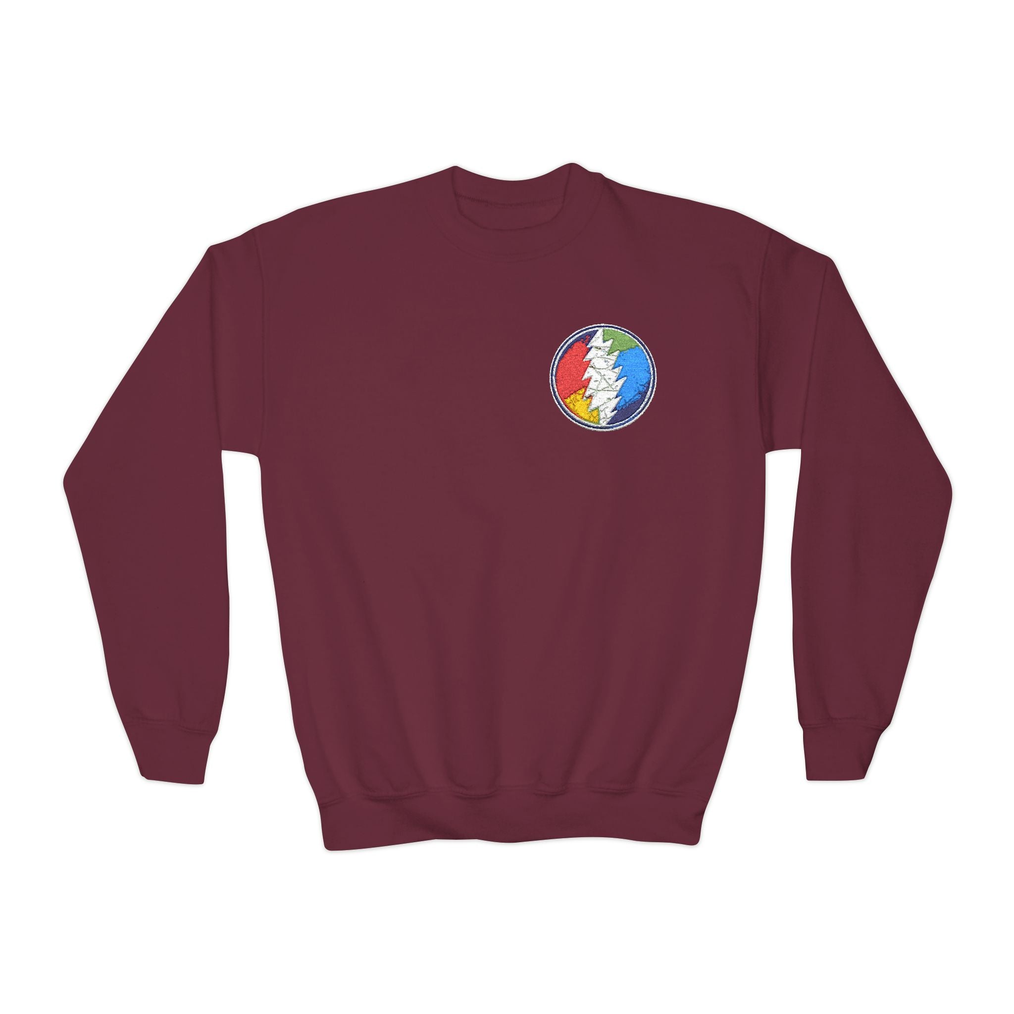 Grateful Dead Steal Your Face Logo Youth Crewneck Sweatshirt | Band Skull Patch
