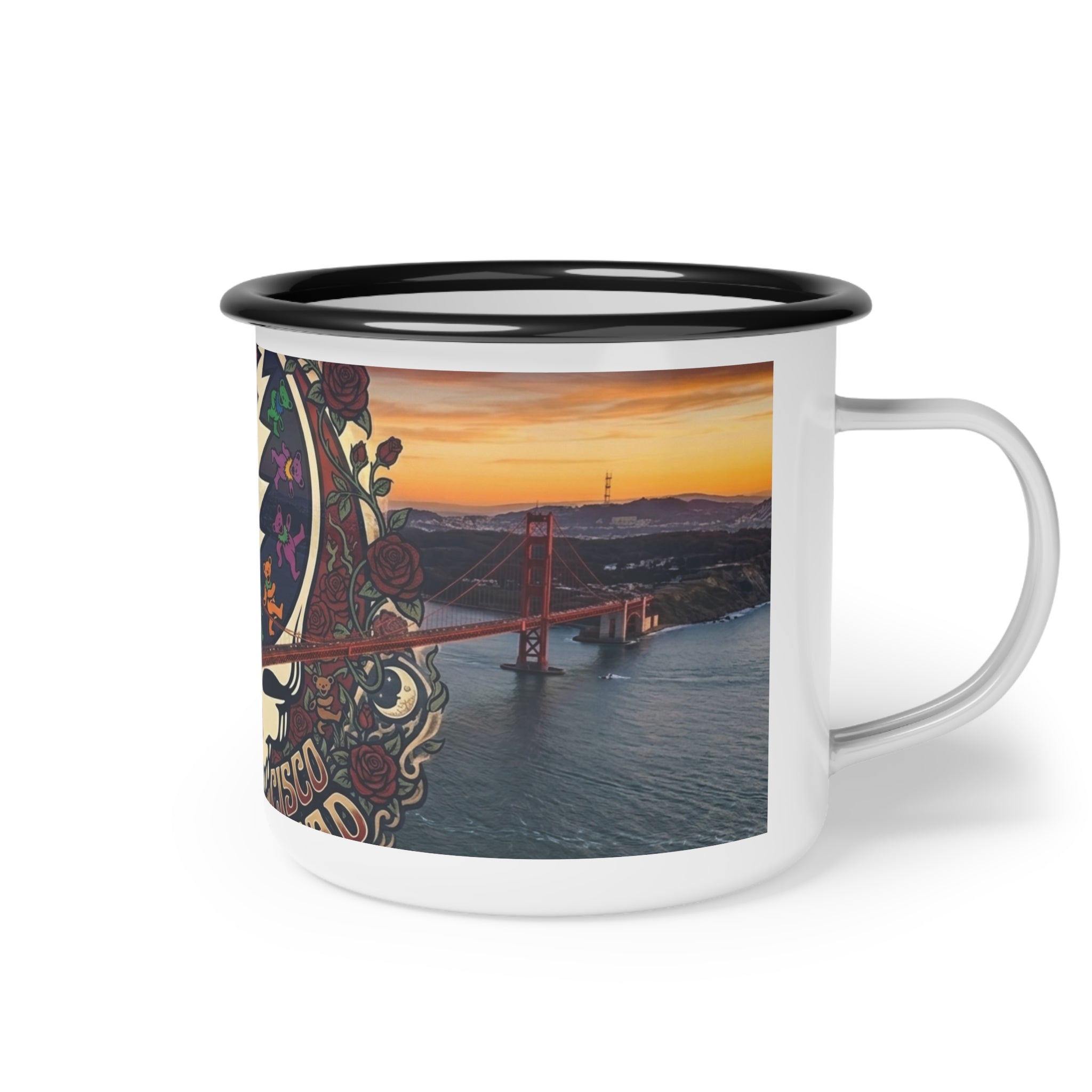 Grateful Dead Steal Your Face skull Enamel Camp Cup | San Francisco concert sunset, gift for a deadhead, camping, friend