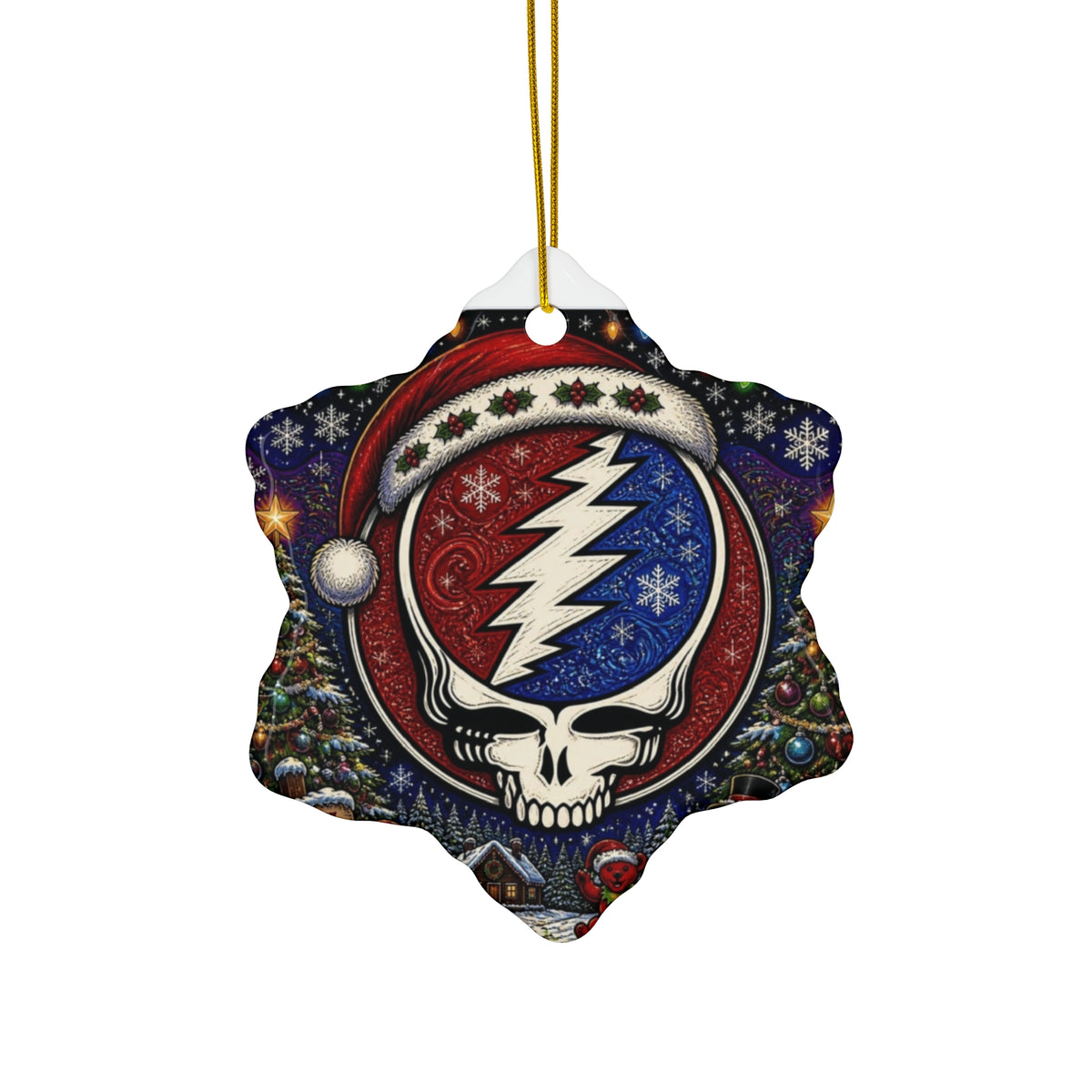 Grateful Dead Steal Your Face Skull Christmas Ornament | Ceramic Star