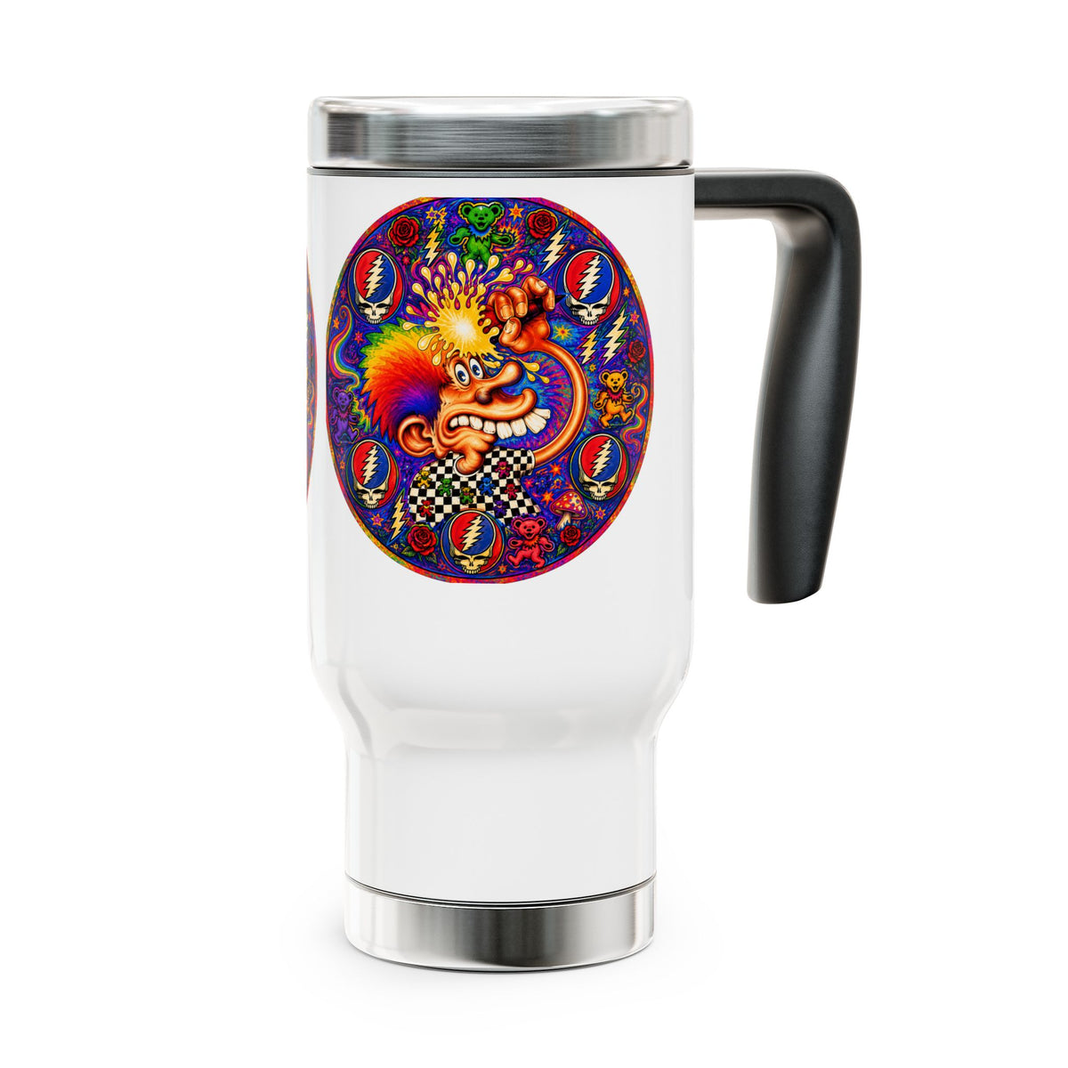 Psychedelic Grateful Dead Dancing Bear Travel Mug | Stainless Steel, gift for a deadhead