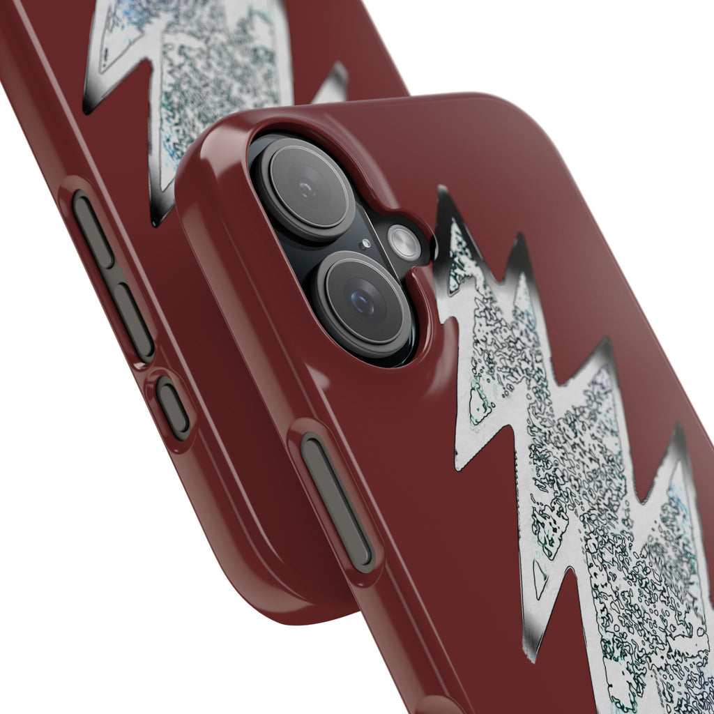 Silver Lightning Bolt Slim Case | Phone Case, Burgundy Background, gift for deadhead